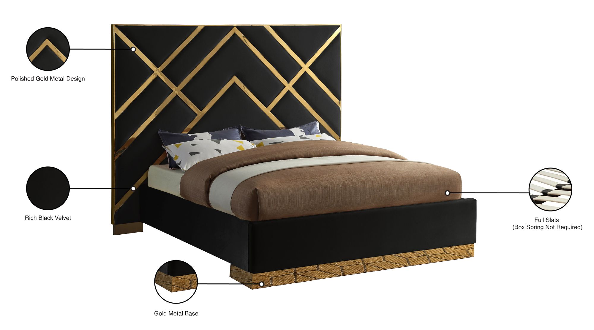 Vector Velvet Queen Size Bed
