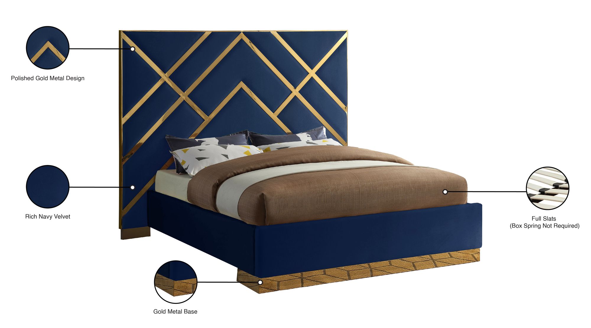 Vector Velvet Queen Size Bed