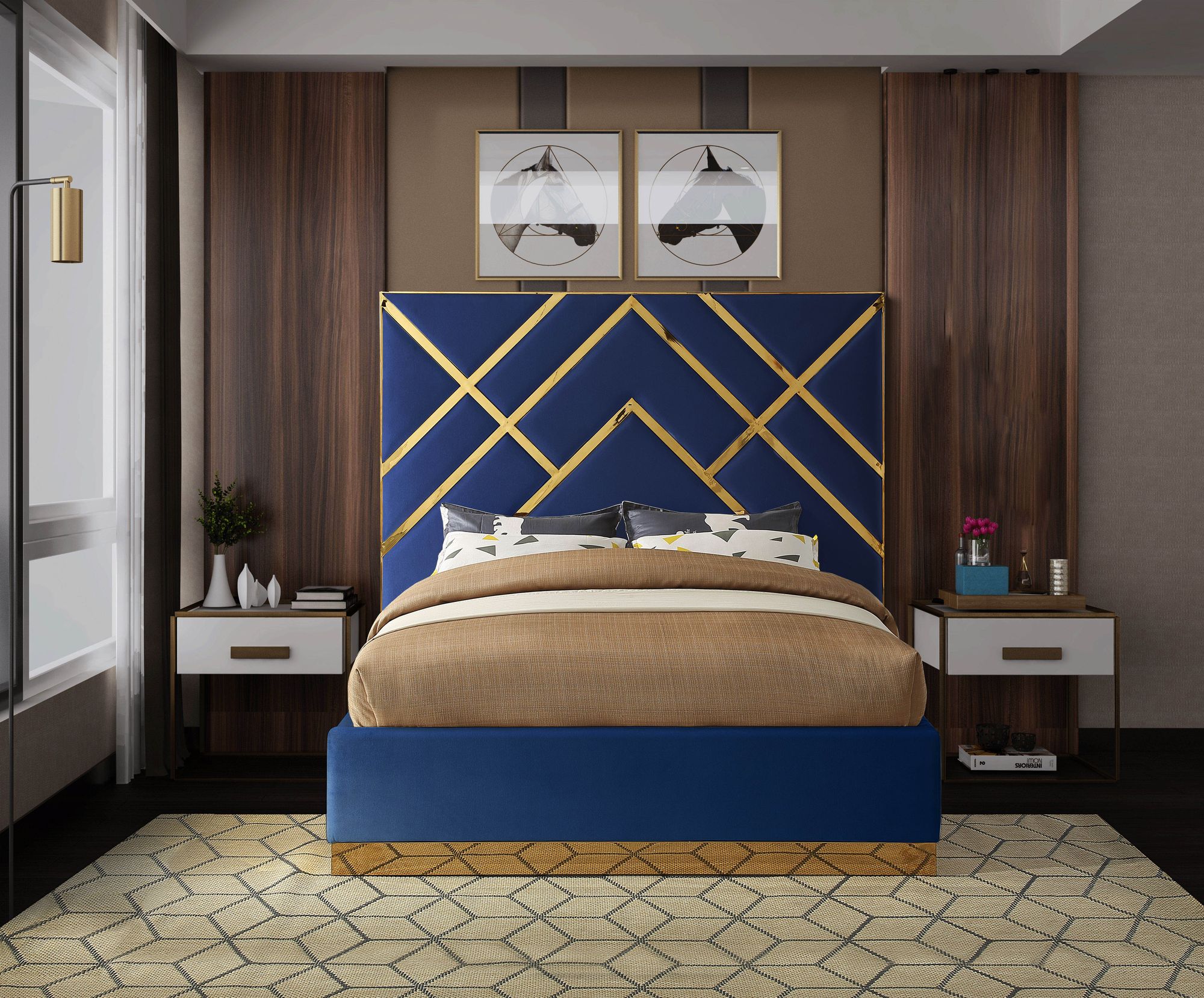 Vector Velvet King Size Bed