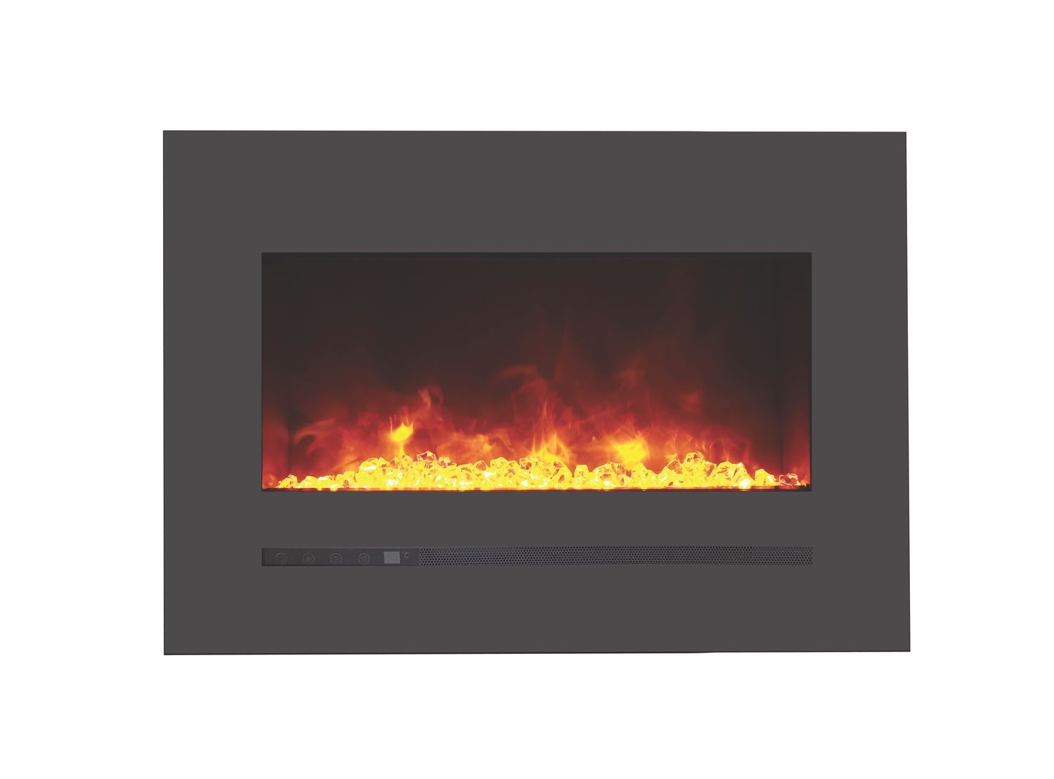 LINEAR Wall Mount/Flush Mount Electric Fireplace w/ Steel Surround & Clear Media