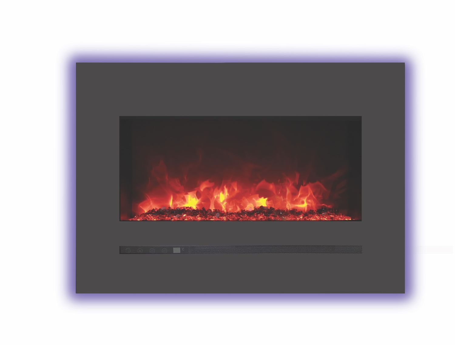 LINEAR 26" Wall Mount/Flush Mount Electric Fireplace w/ Steel Surround & Clear Media