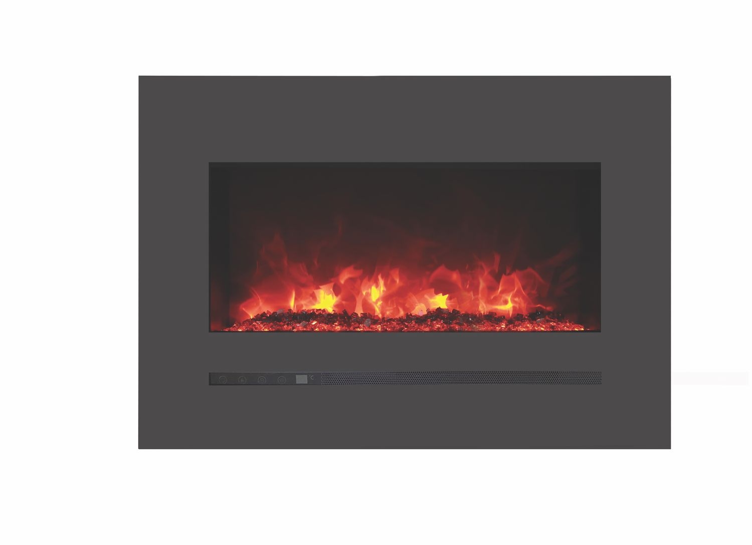LINEAR 26" Wall Mount/Flush Mount Electric Fireplace w/ Steel Surround & Clear Media