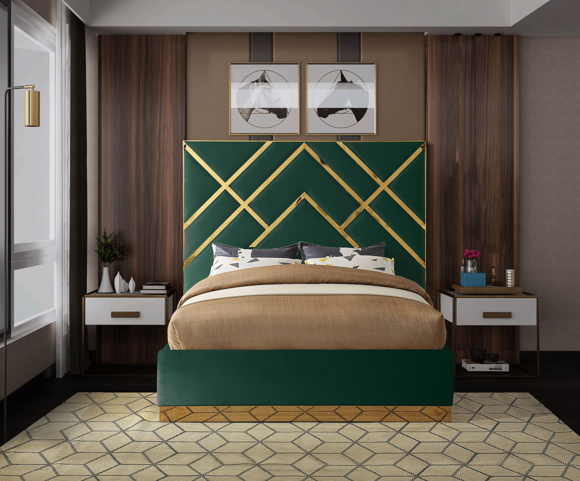 Vector Velvet King Size Bed