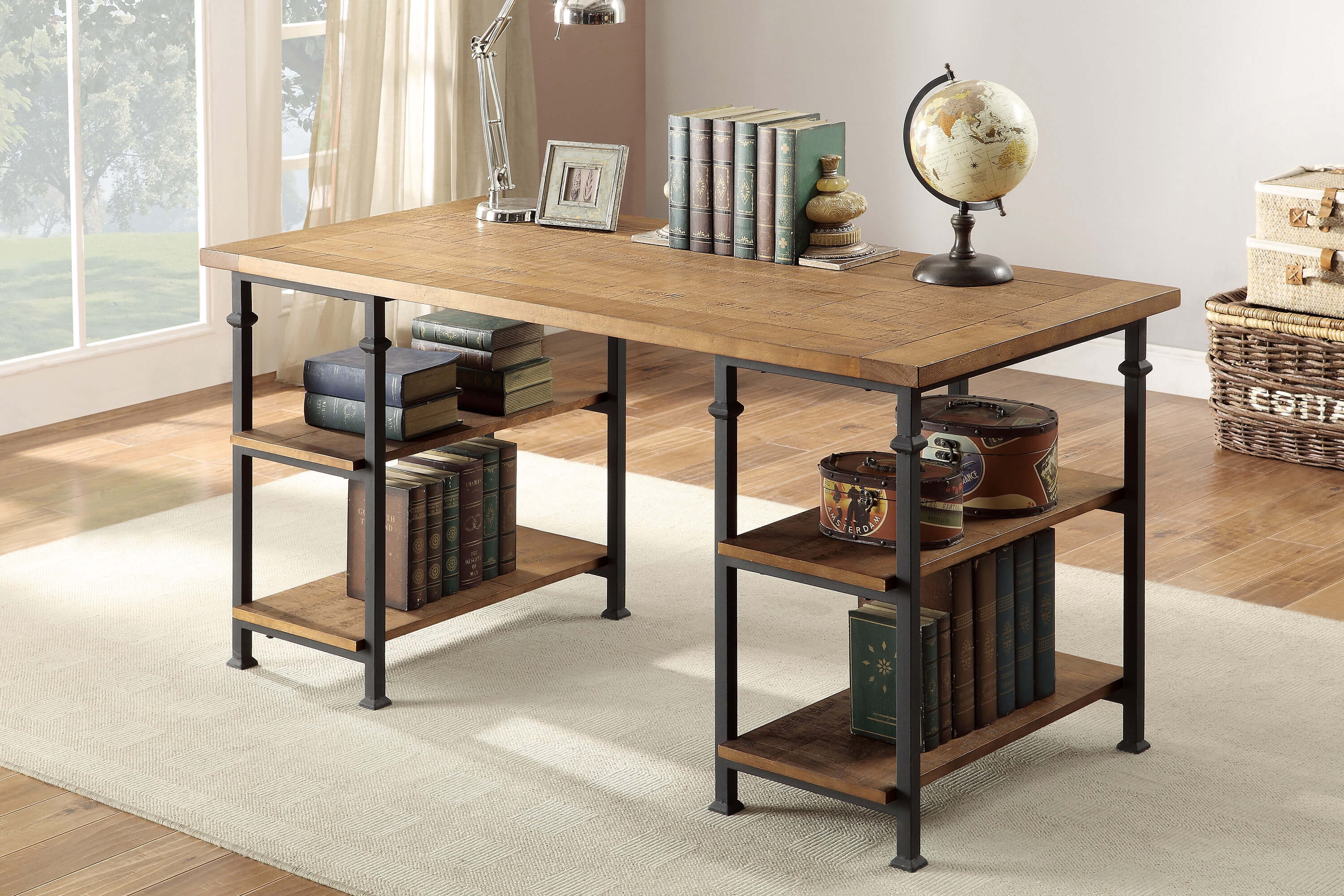 Factory Industrial Wood Writing Desk