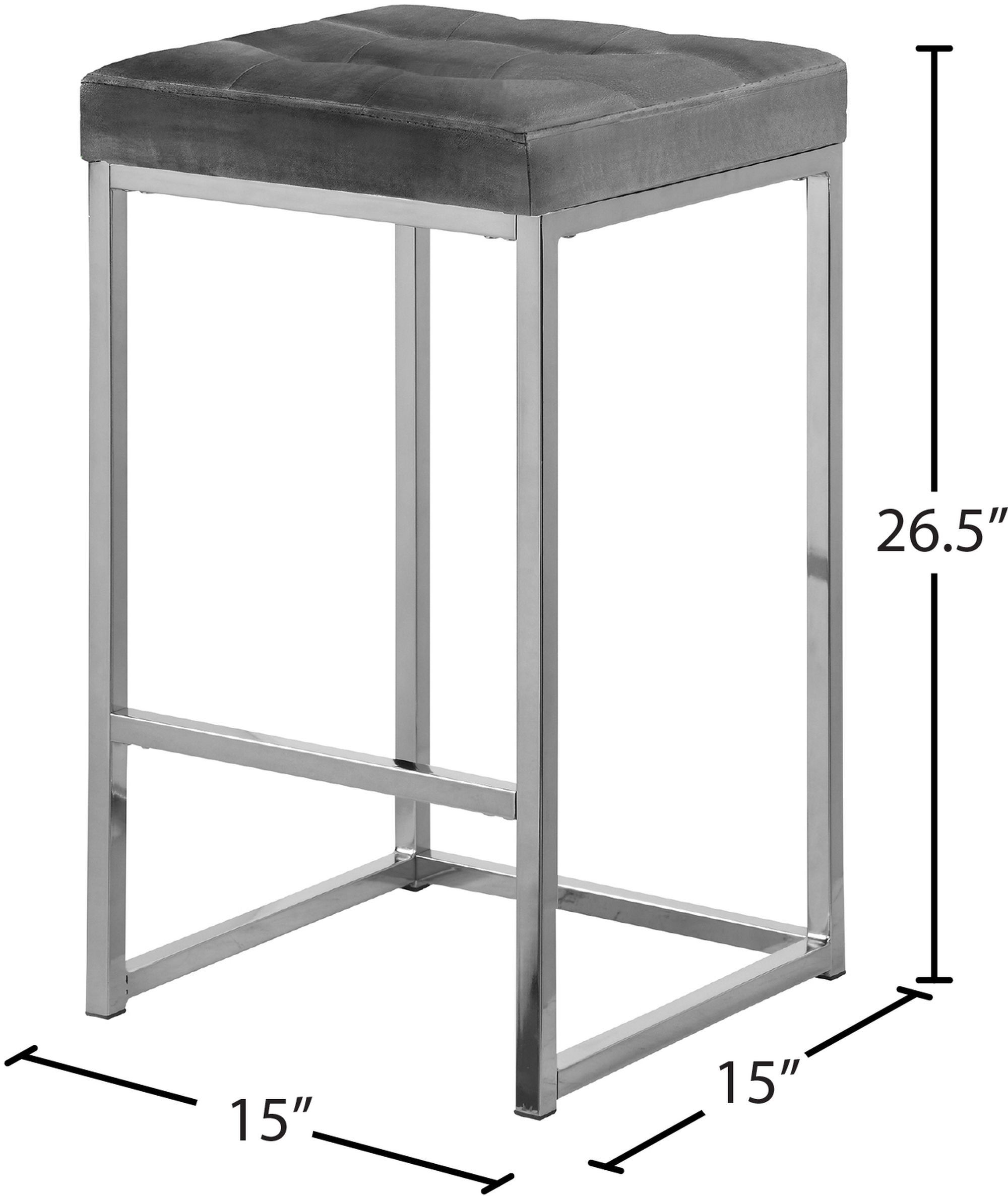 Nicola Velvet Counter Stool with Chrome Steel Base