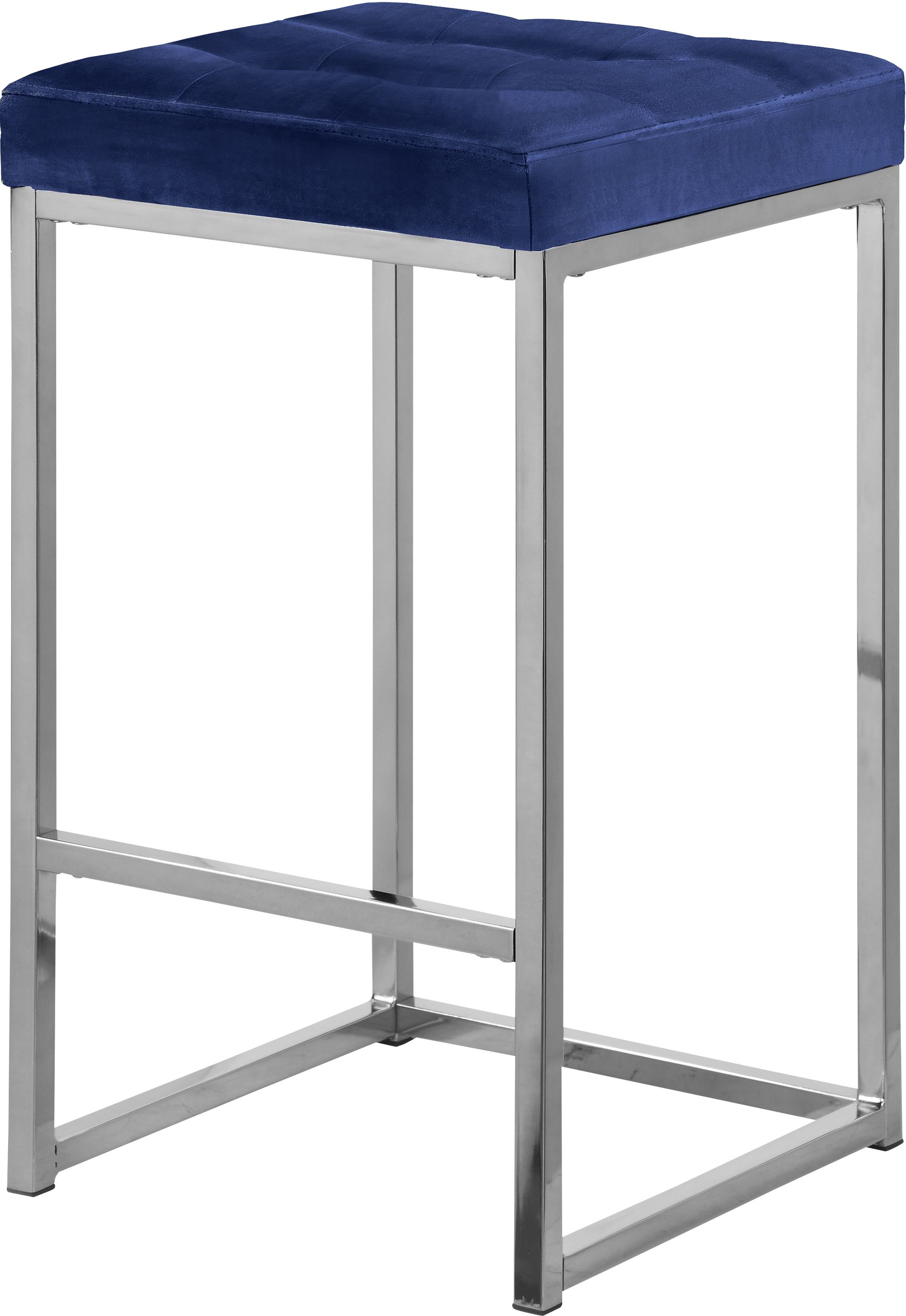 Nicola Velvet Counter Stool with Chrome Steel Base