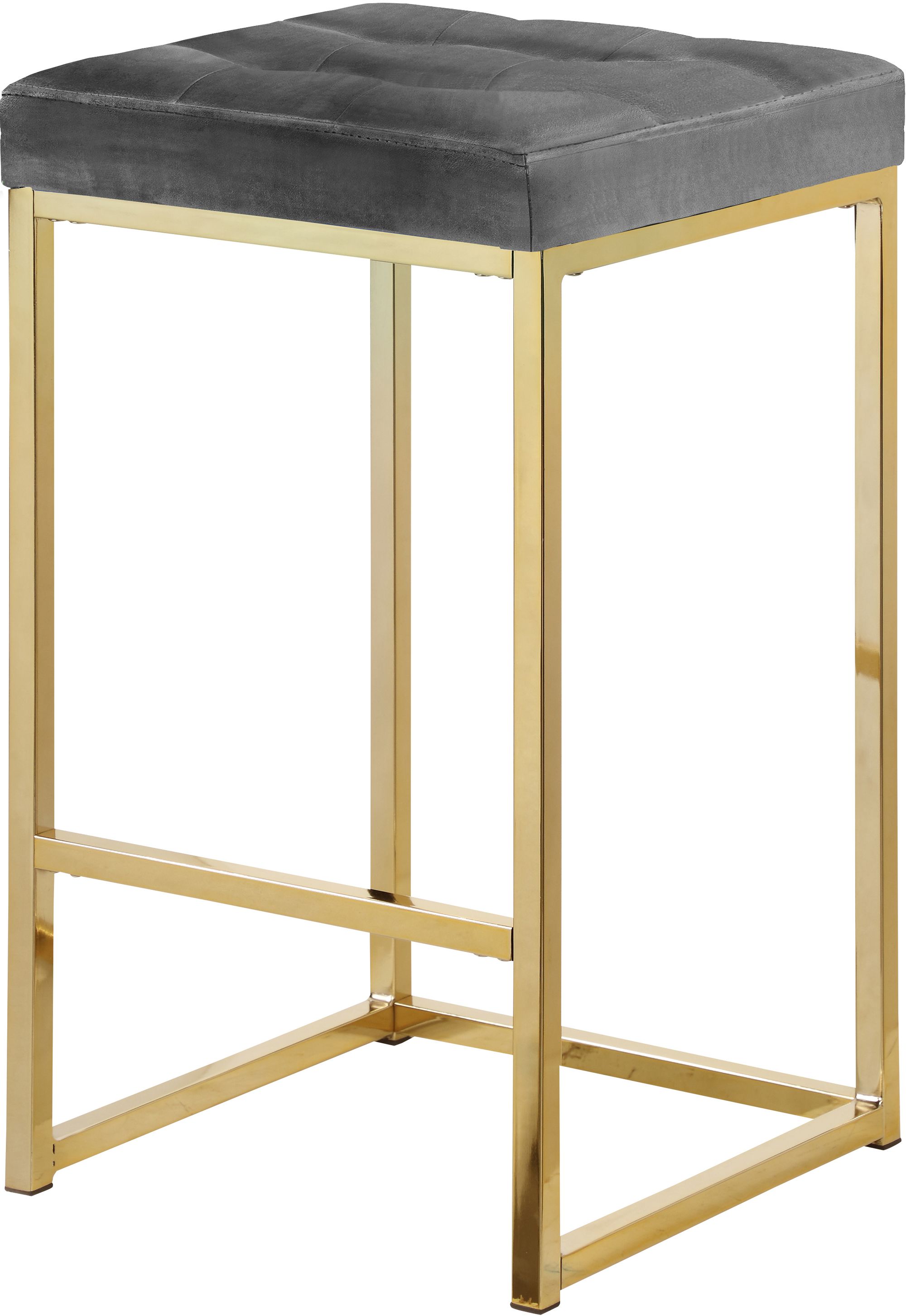 Nicola Velvet Counter Stool with Gold Steel Base