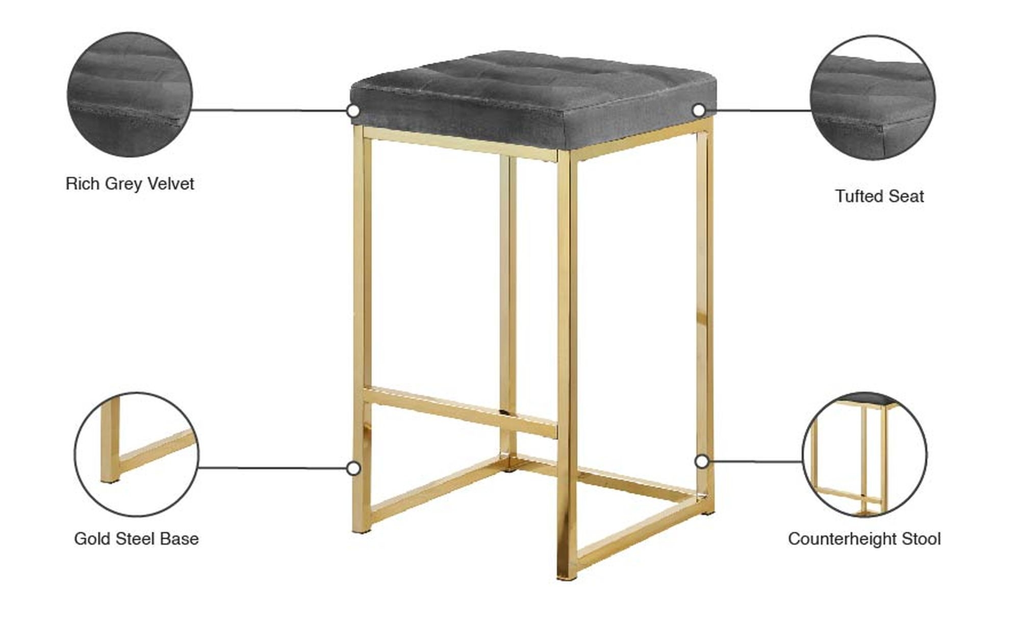 Nicola Counter Stool with Steel Base