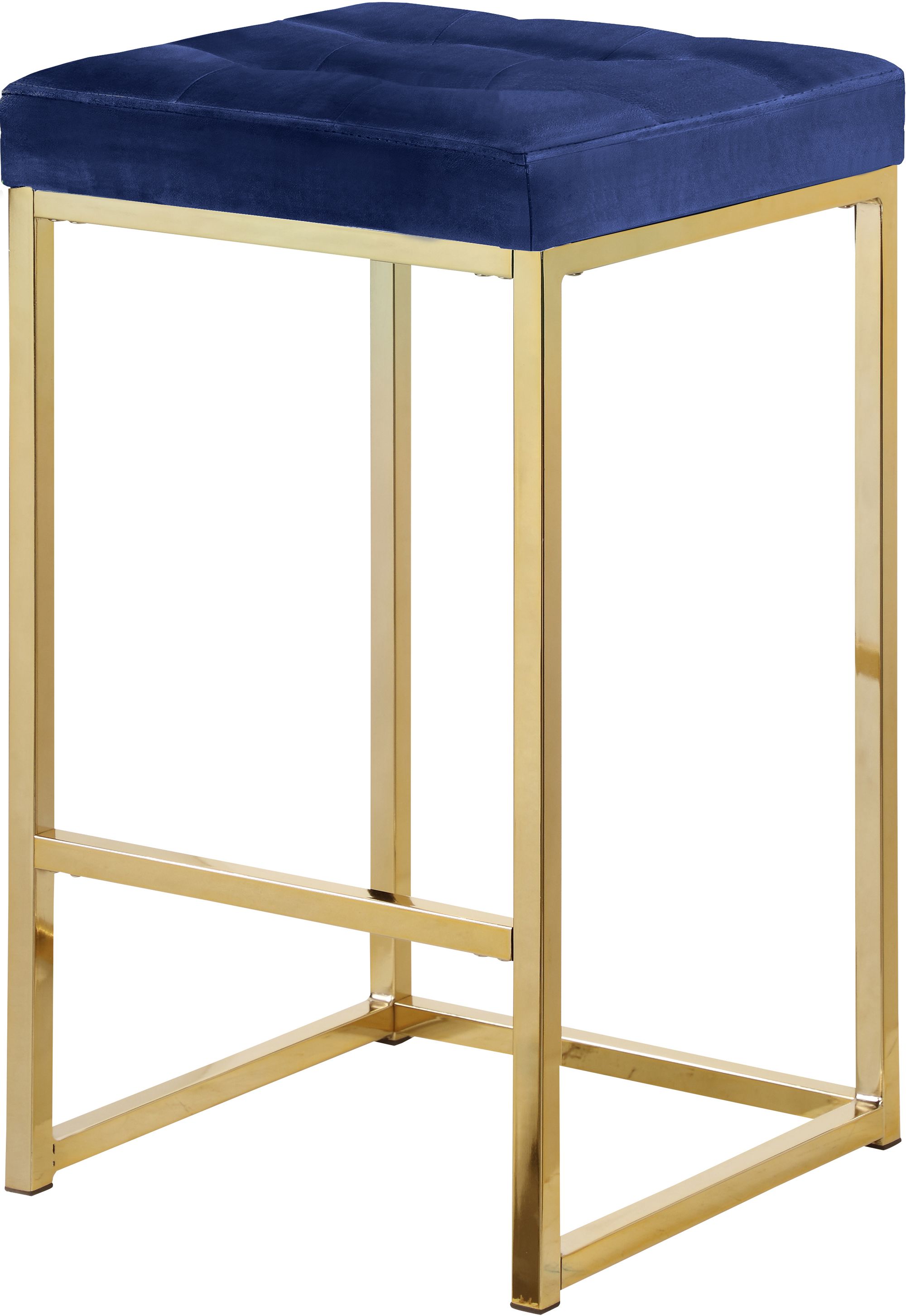 Nicola Velvet Counter Stool with Gold Steel Base