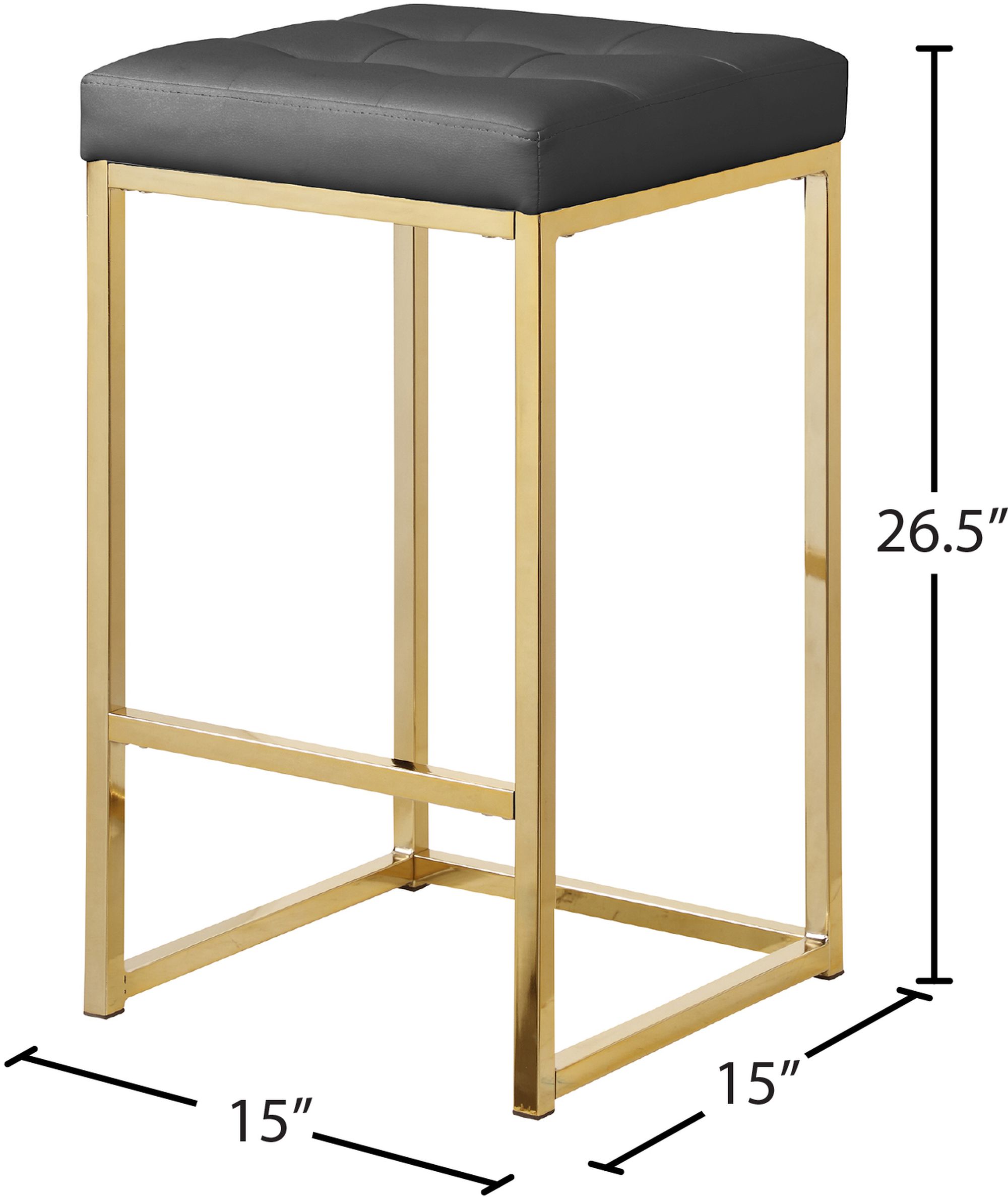 Nicola Faux Leather Counter Stool with Gold Steel Base
