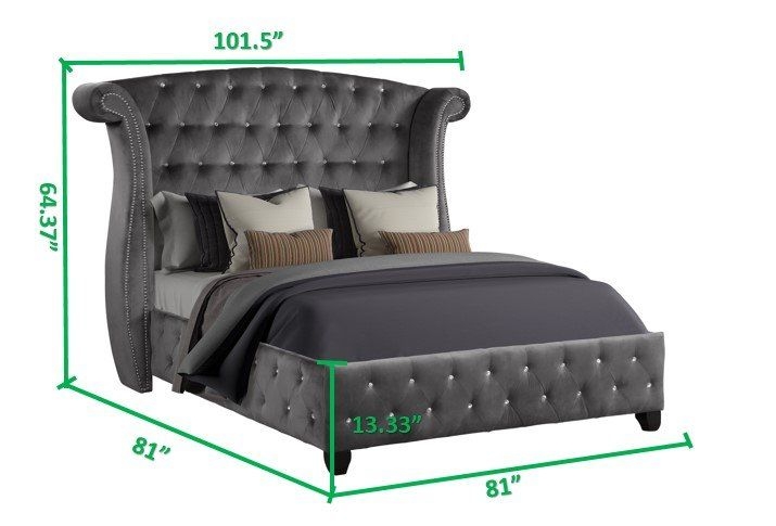 Sophia Fabric Upholstered King Size Bed