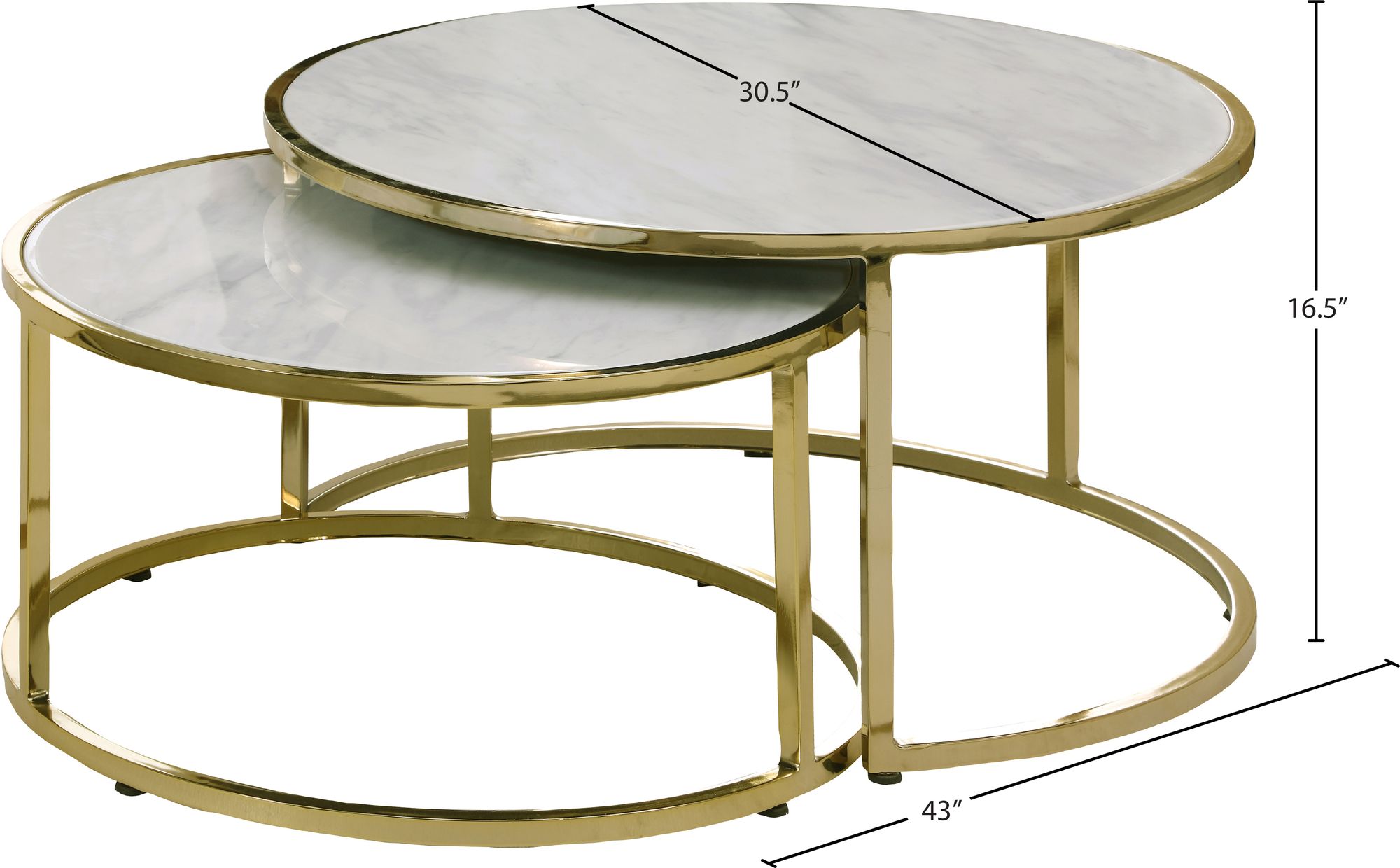 Massimo 2-Piece Faux Marble Coffee Table with Gold Steel Base
