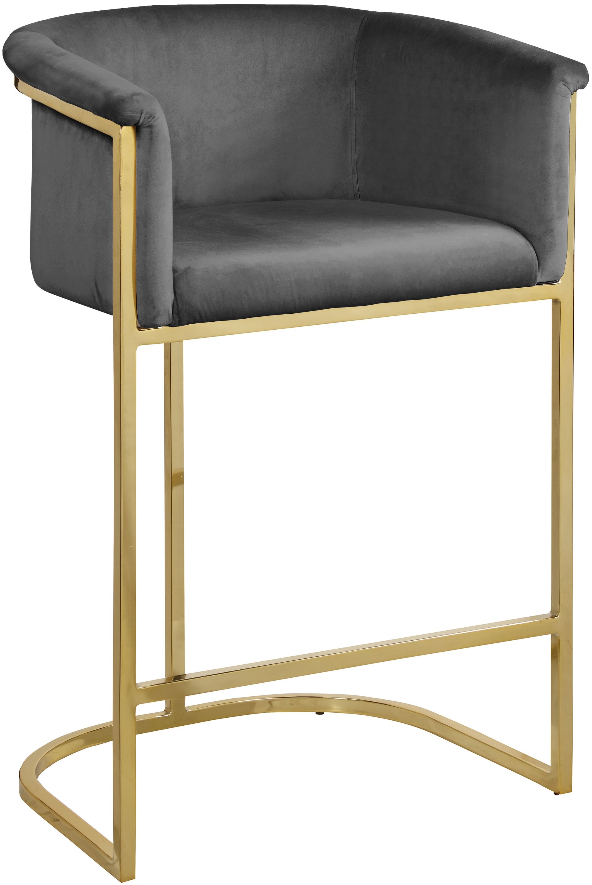 Donatella Velvet Counter Stool with Gold Steel Base