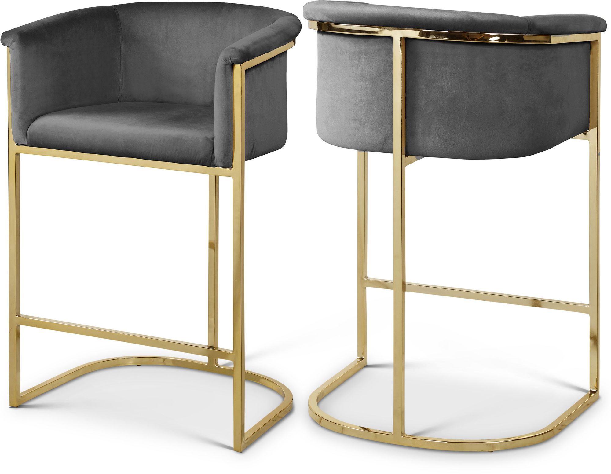 Donatella Velvet Counter Stool with Gold Steel Base