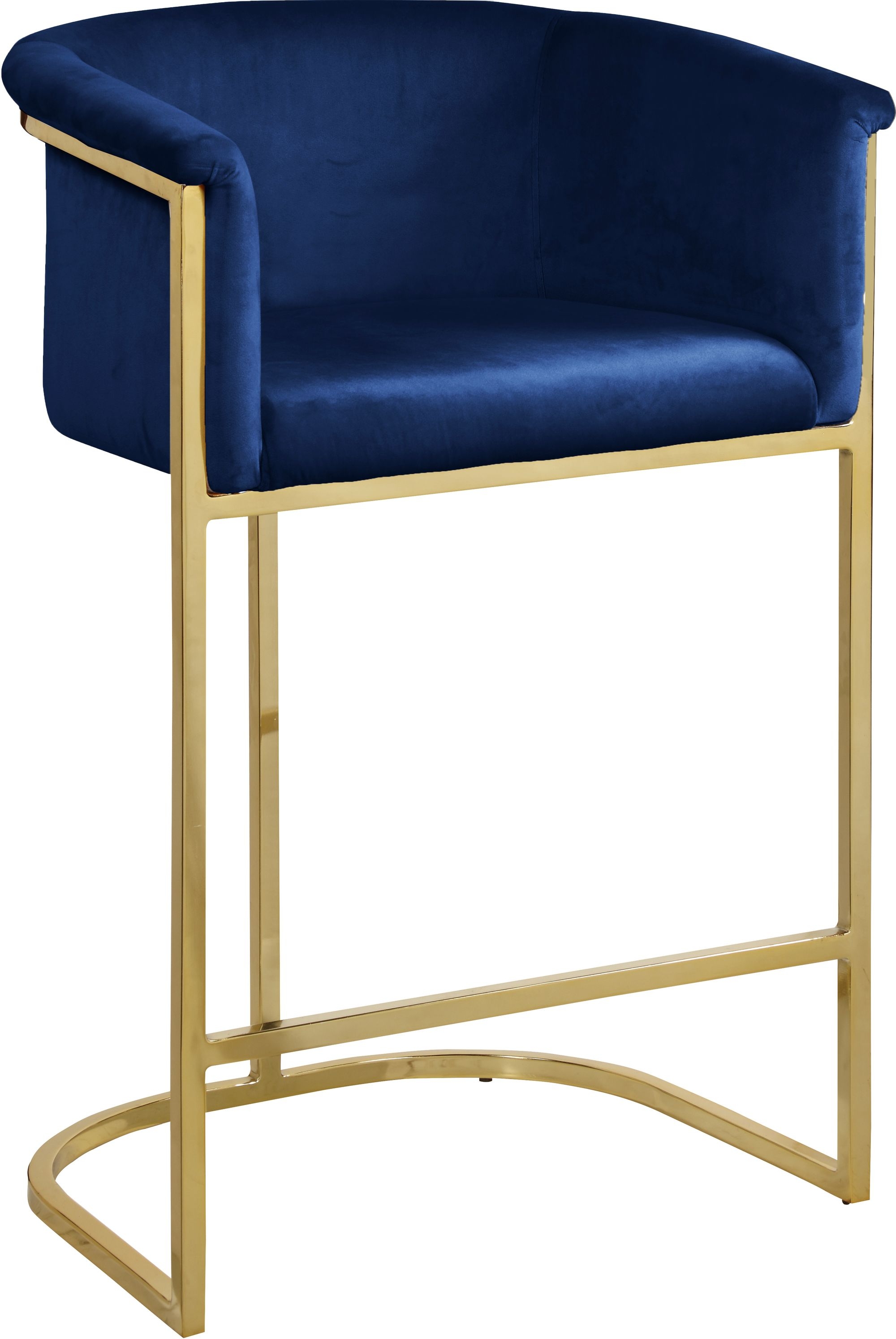 Donatella Velvet Counter Stool with Gold Steel Base
