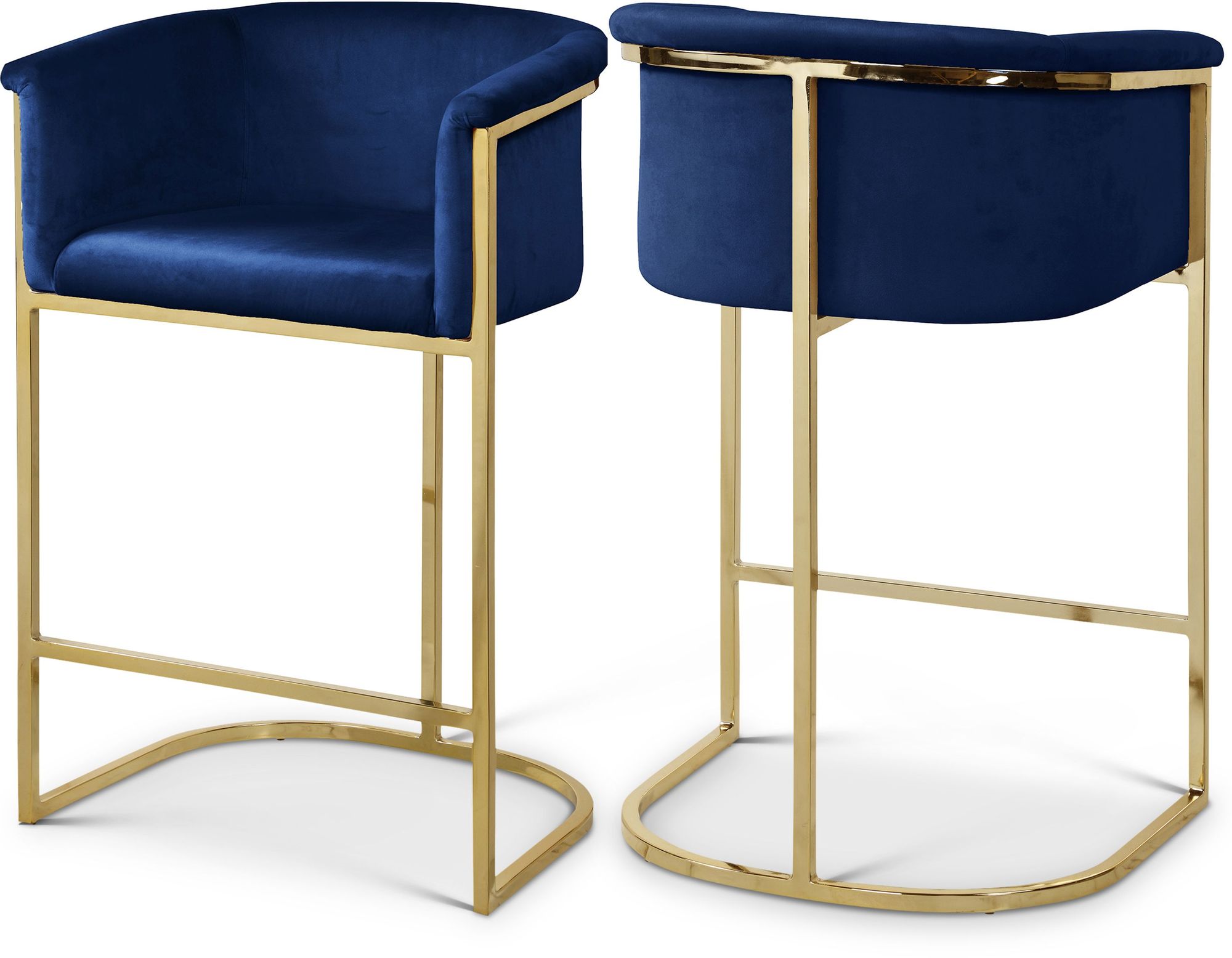 Donatella Velvet Counter Stool with Gold Steel Base