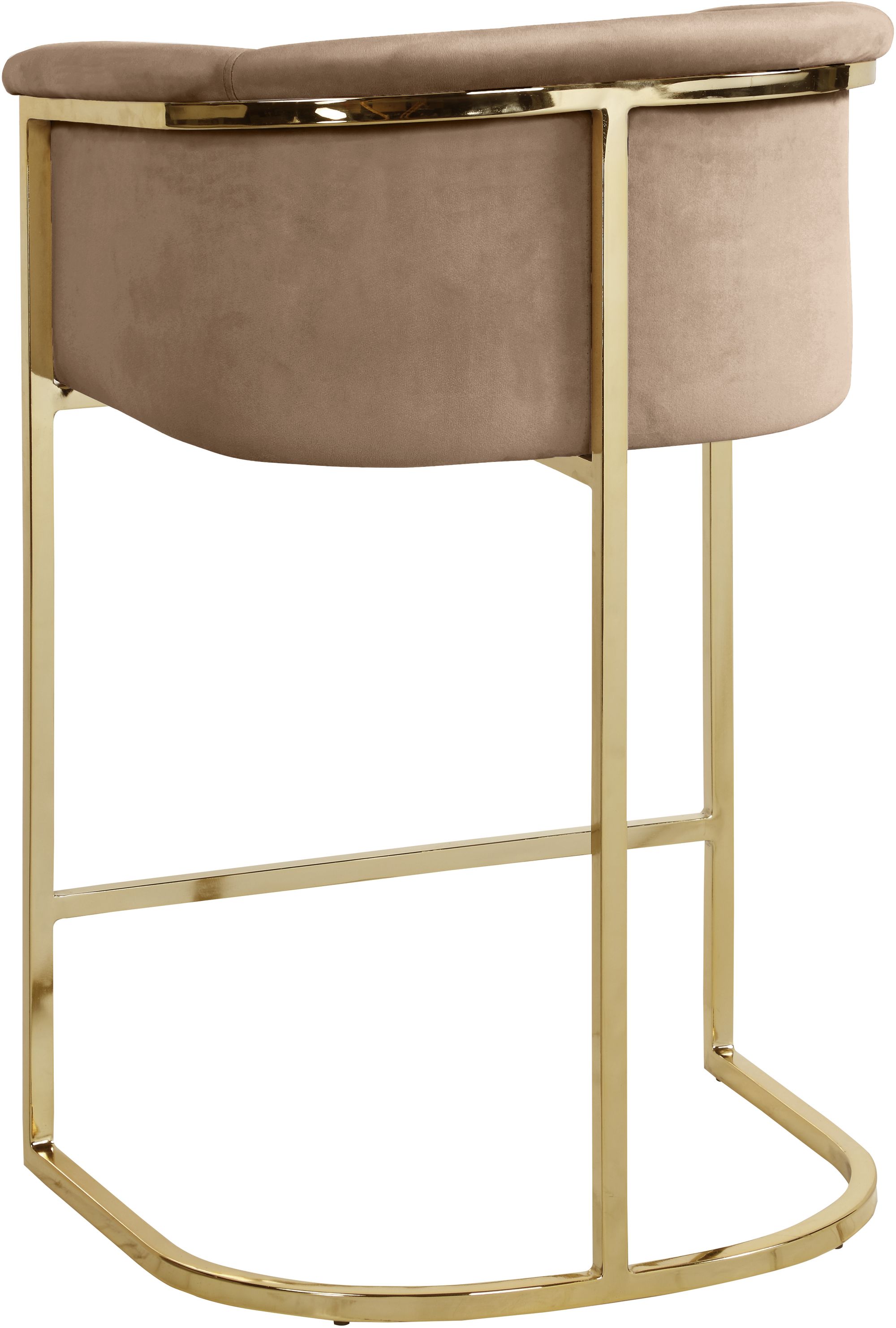 Donatella Velvet Counter Stool with Gold Steel Base