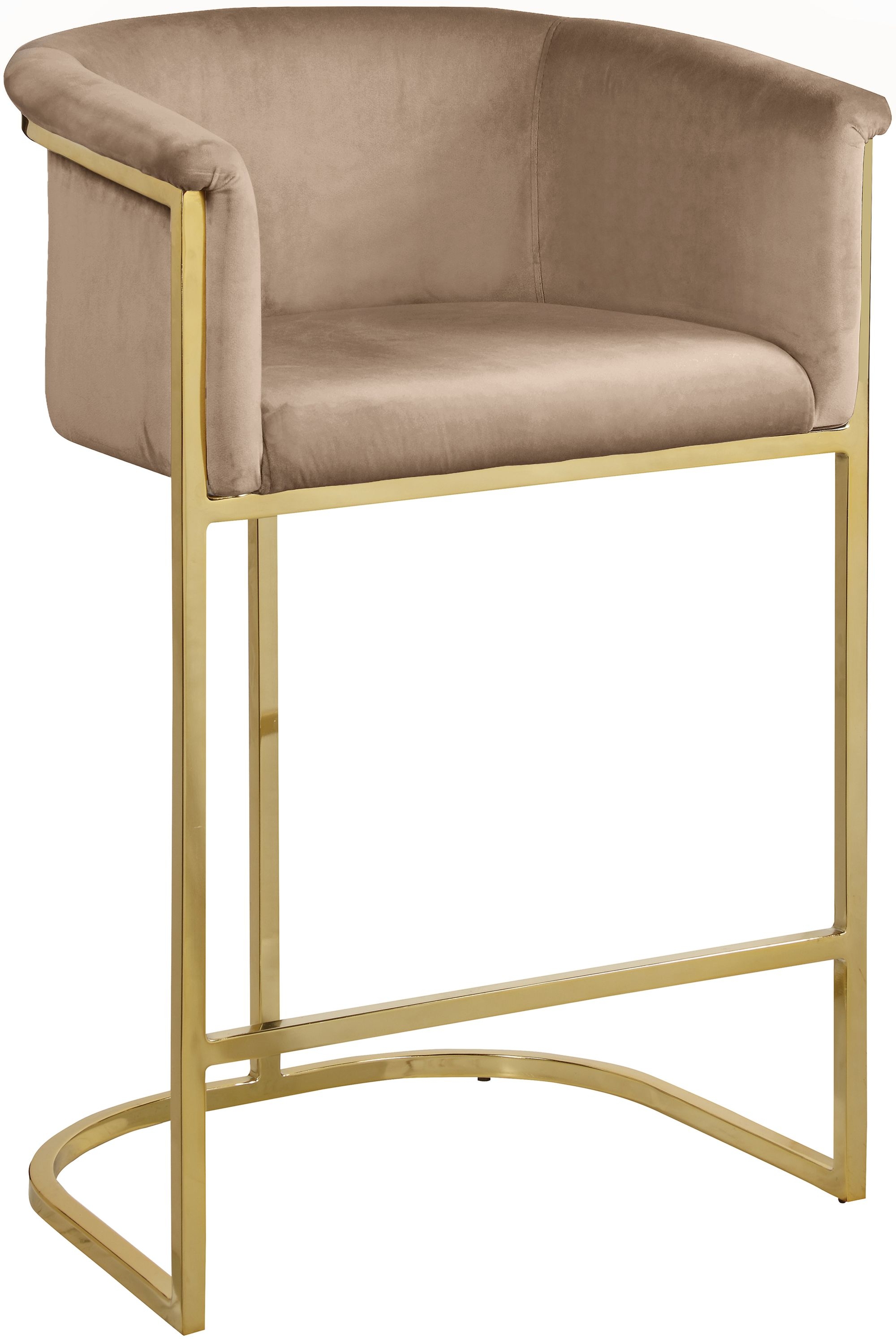 Donatella Velvet Counter Stool with Gold Steel Base