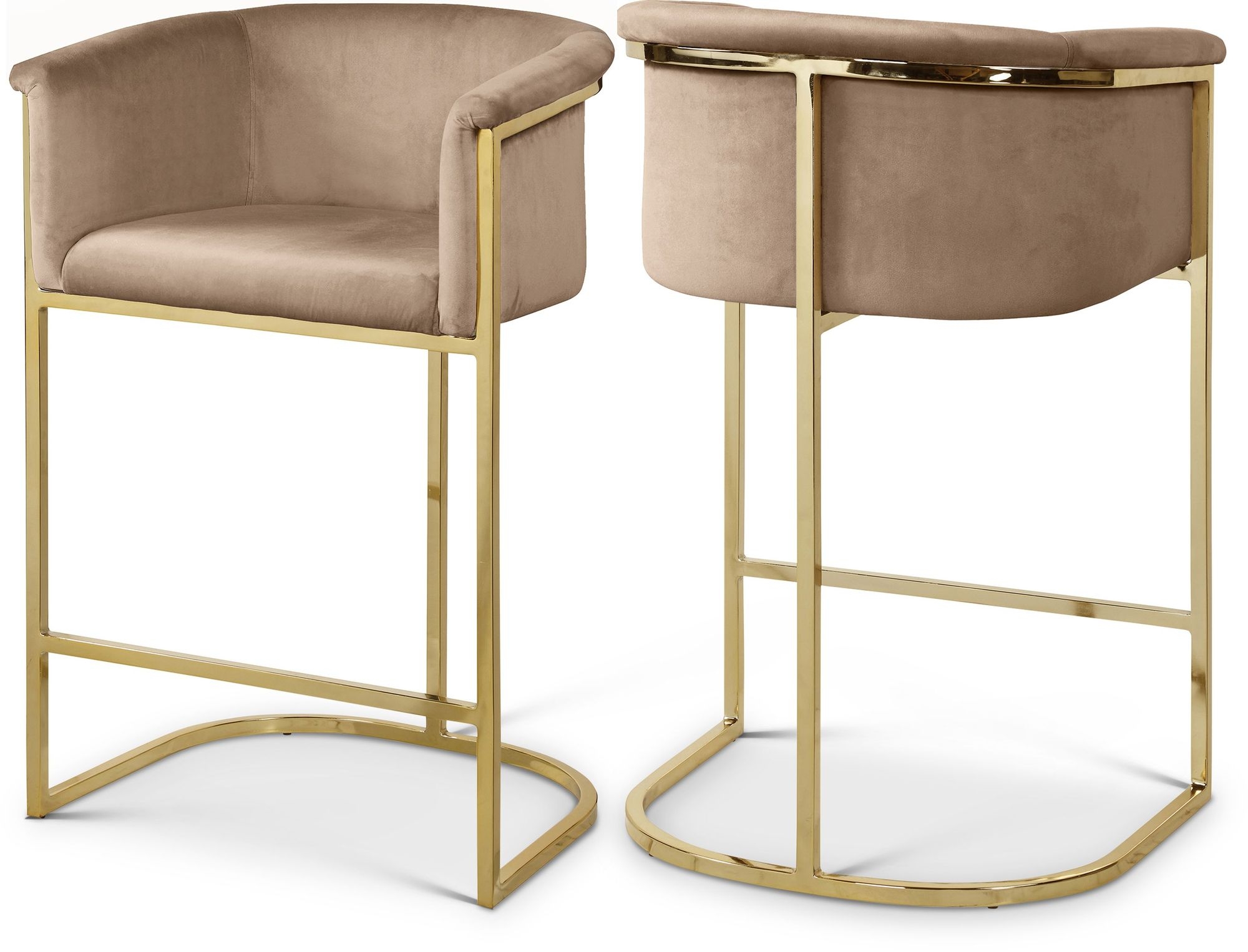 Donatella Velvet Counter Stool with Gold Steel Base