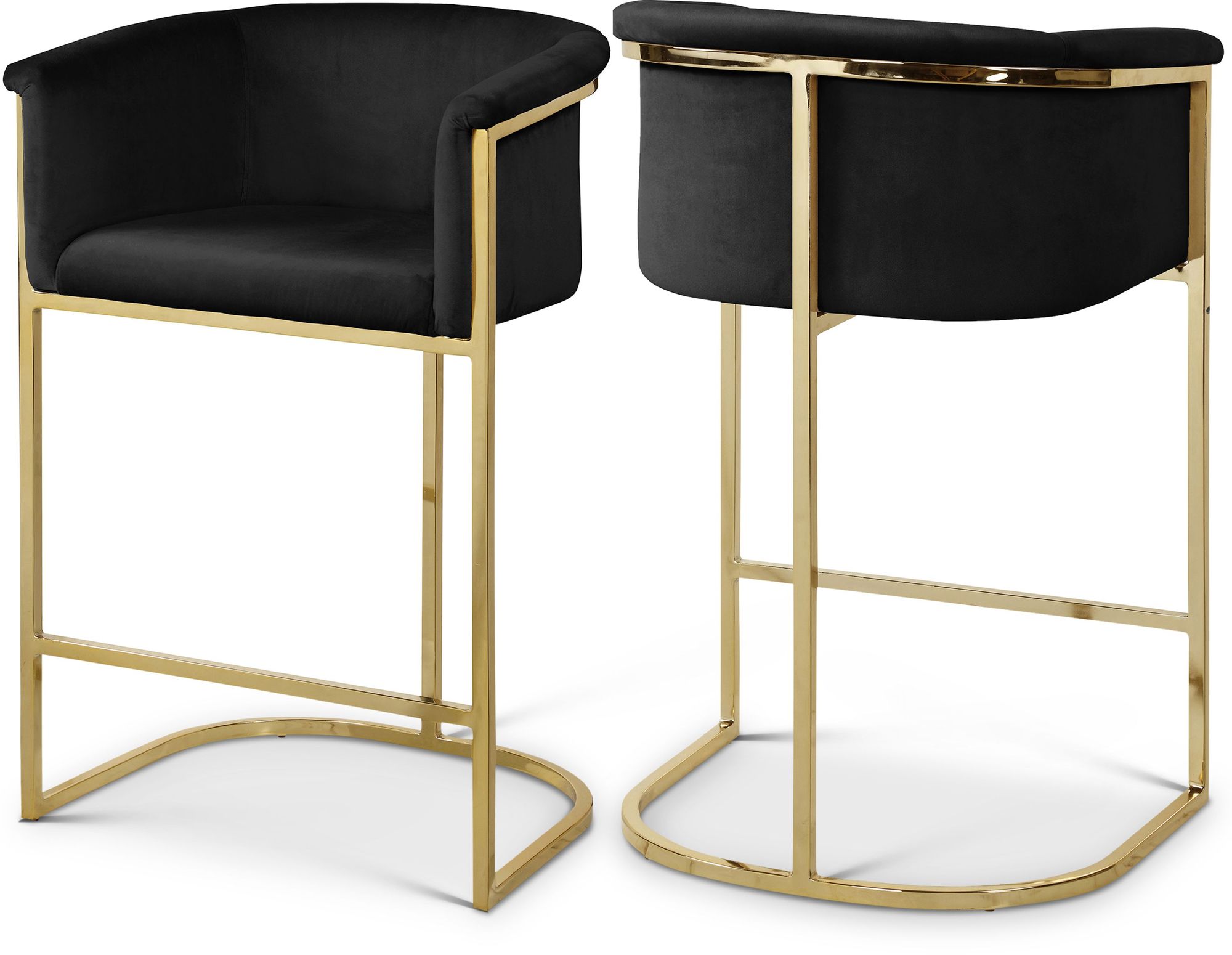 Donatella Velvet Counter Stool with Gold Steel Base