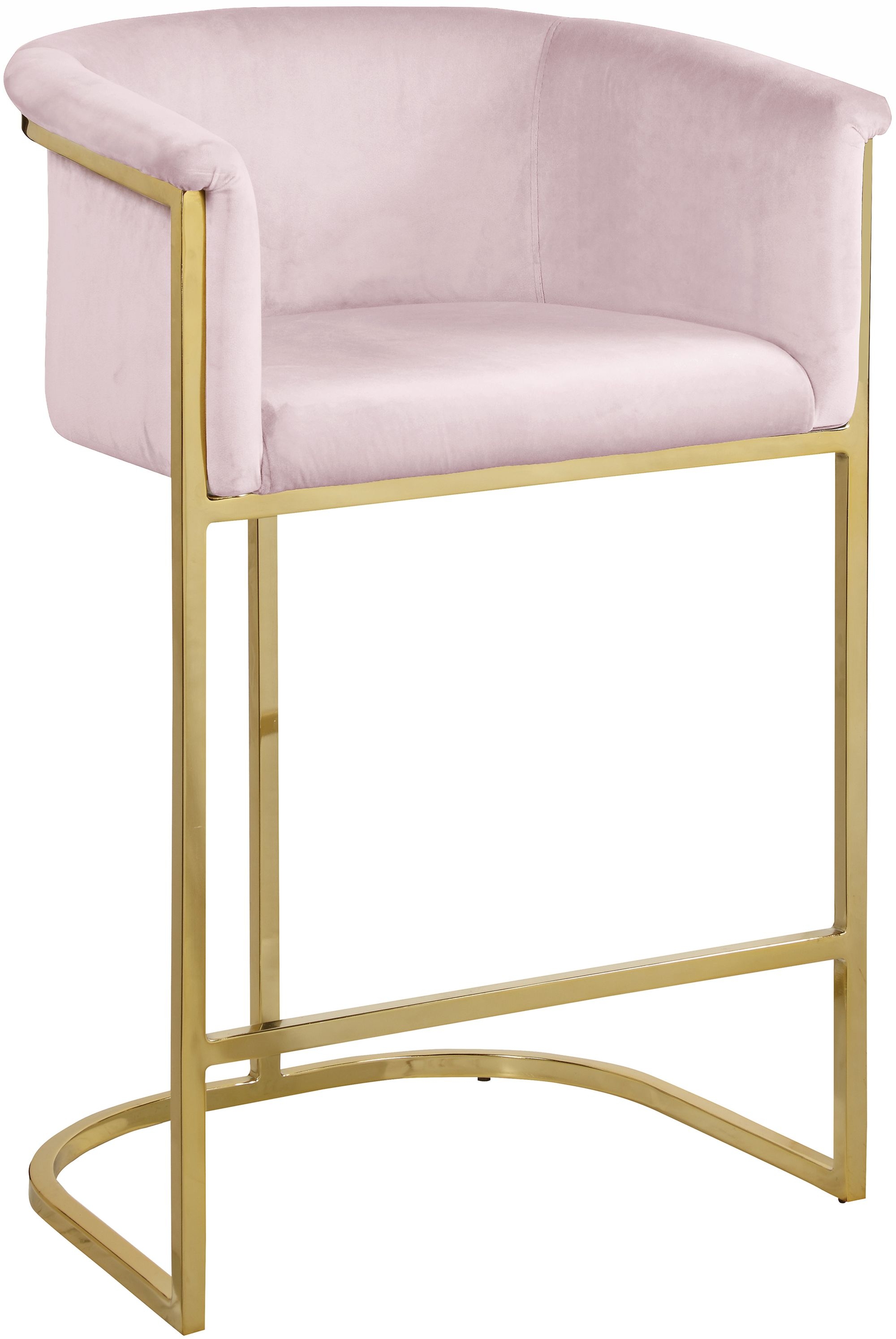 Donatella Velvet Counter Stool with Gold Steel Base