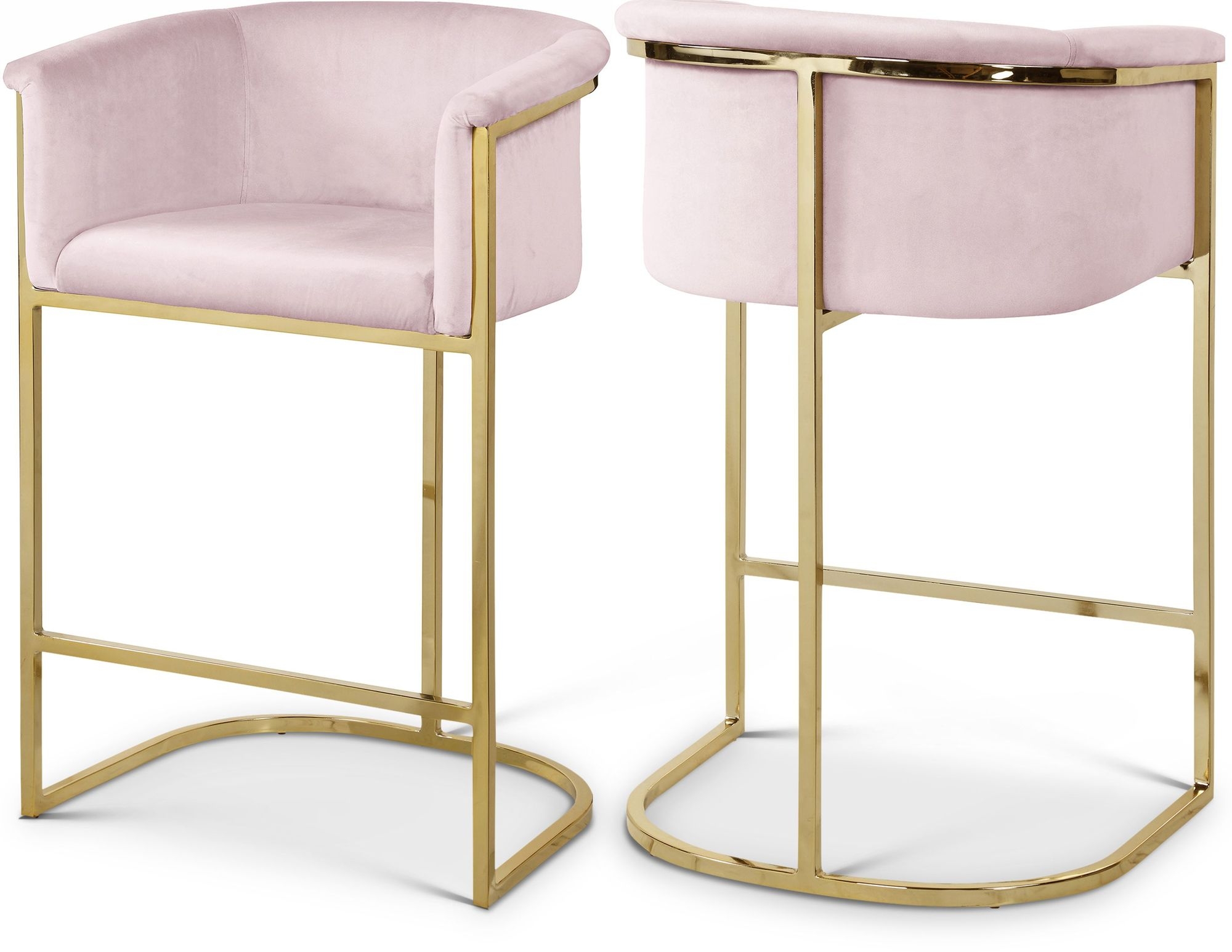 Donatella Velvet Counter Stool with Gold Steel Base