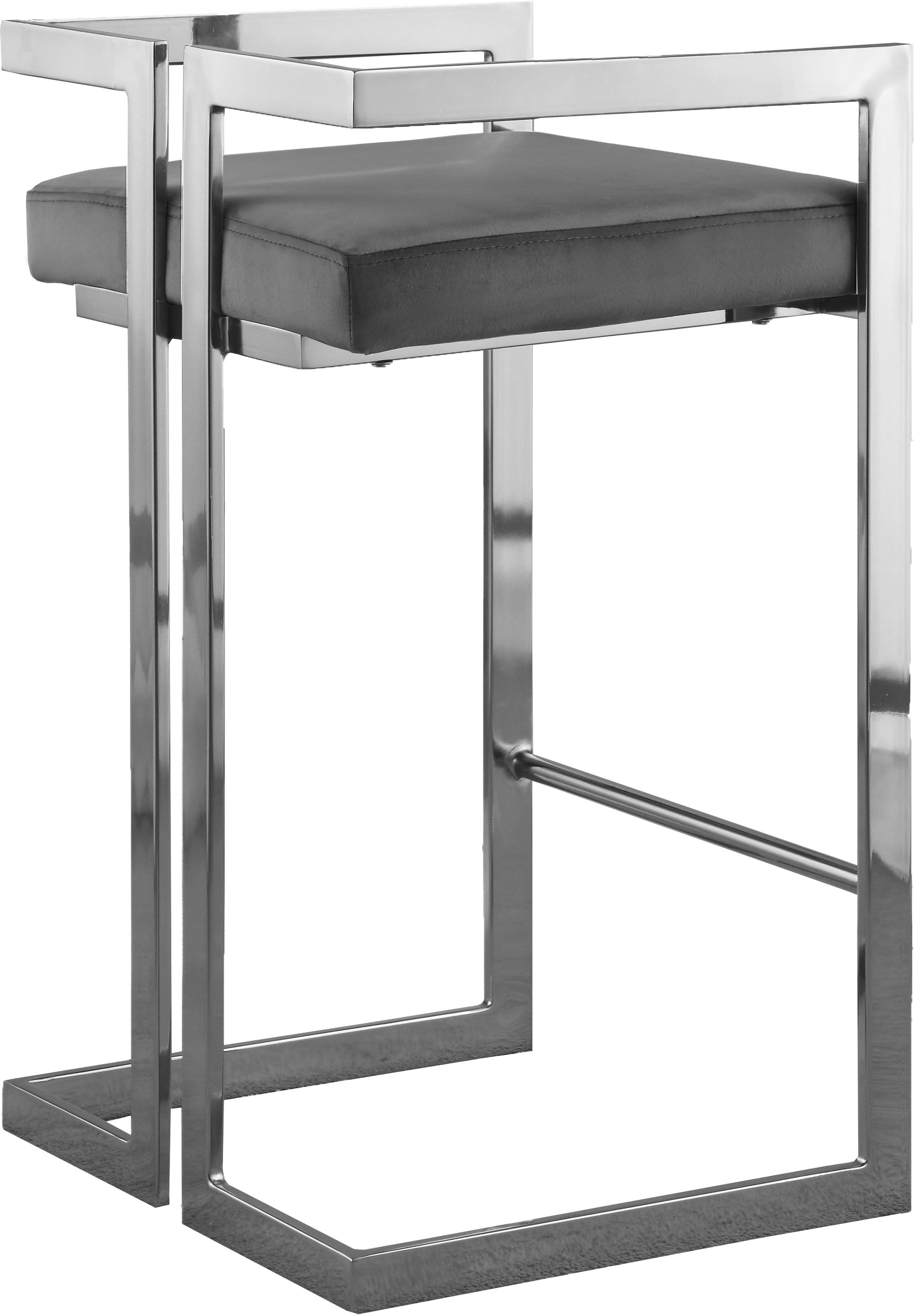 Ezra Velvet Counter Stool with Chrome Steel Base