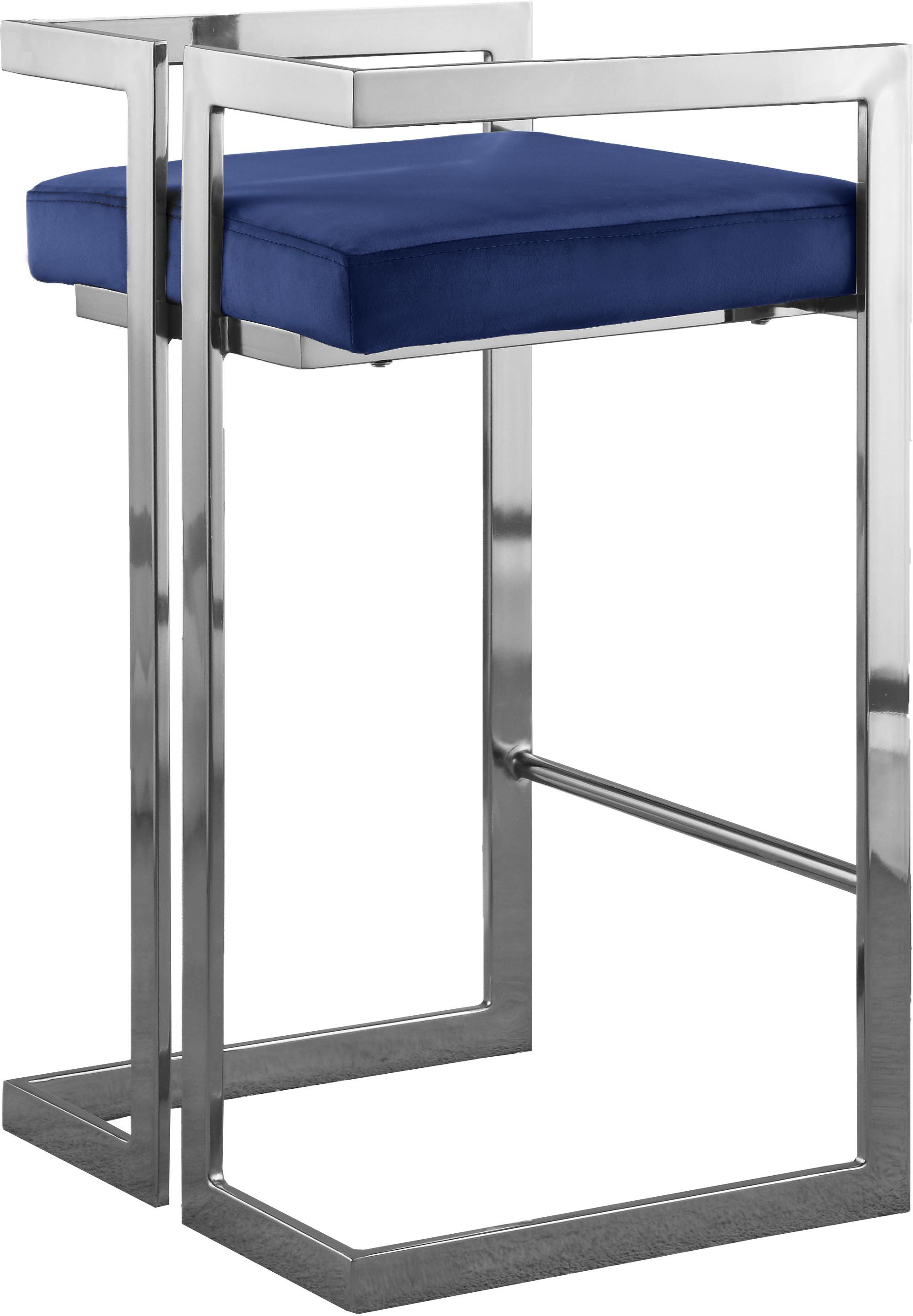 Ezra Velvet Counter Stool with Chrome Steel Base