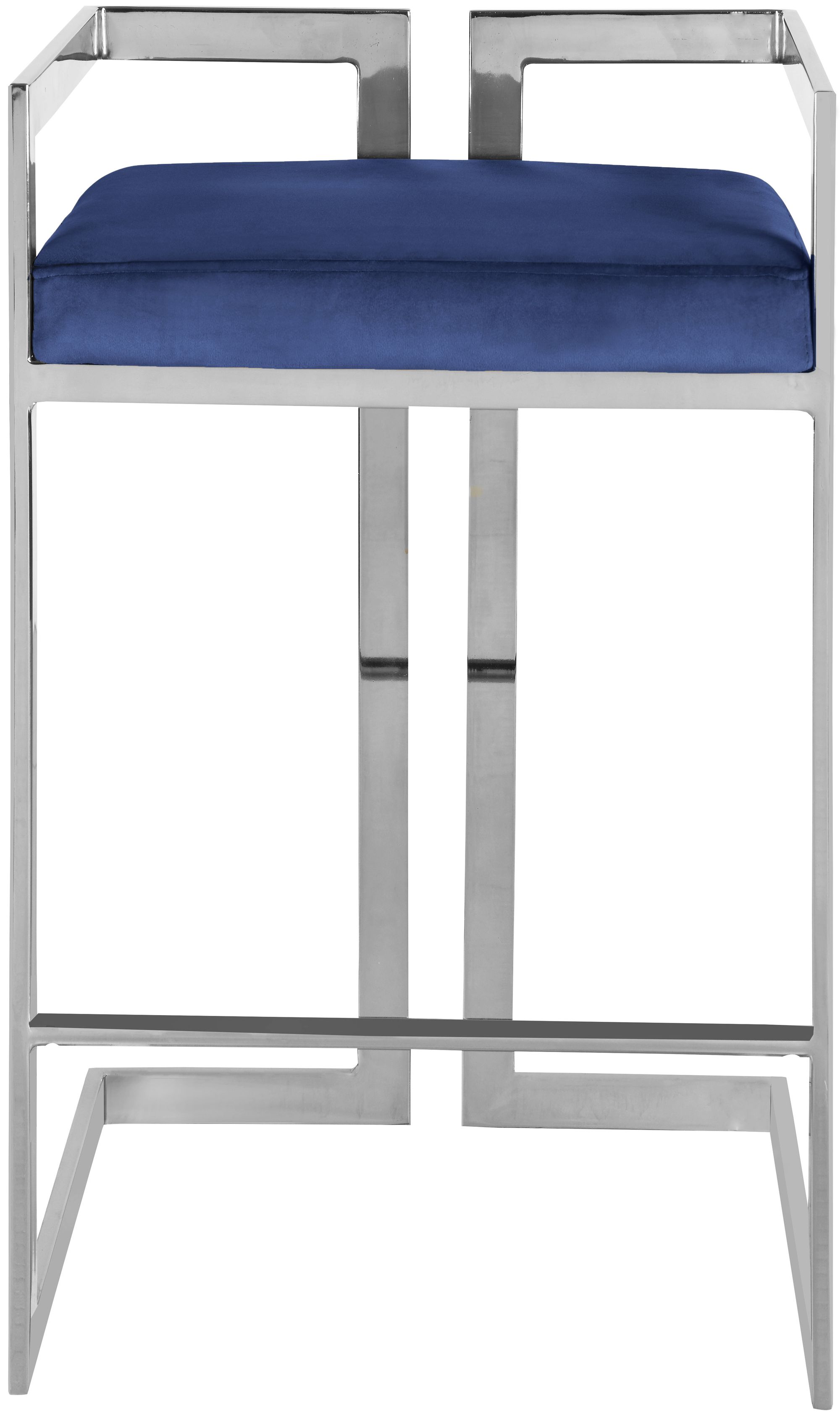 Ezra Velvet Counter Stool with Chrome Steel Base