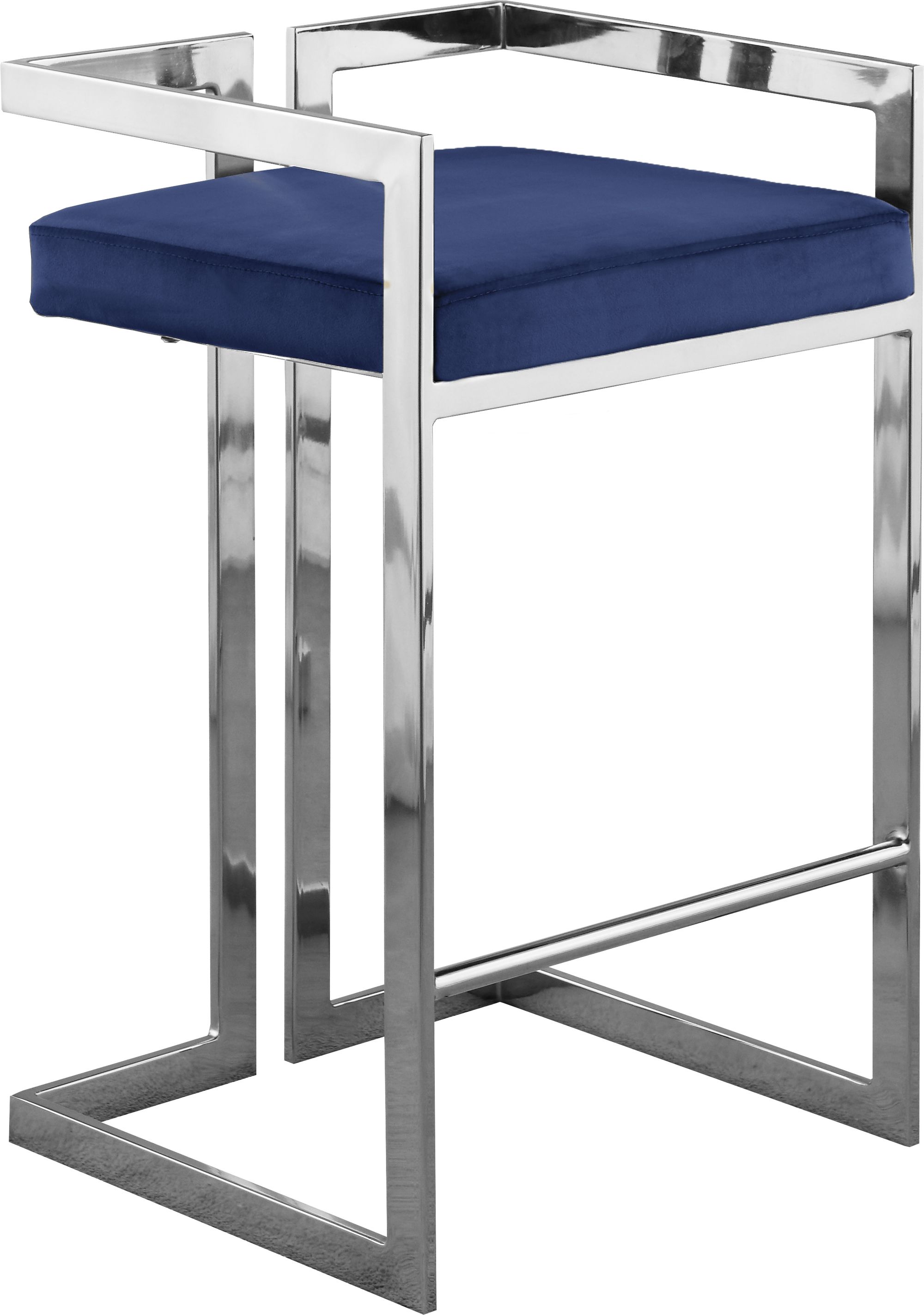 Ezra Velvet Counter Stool with Chrome Steel Base