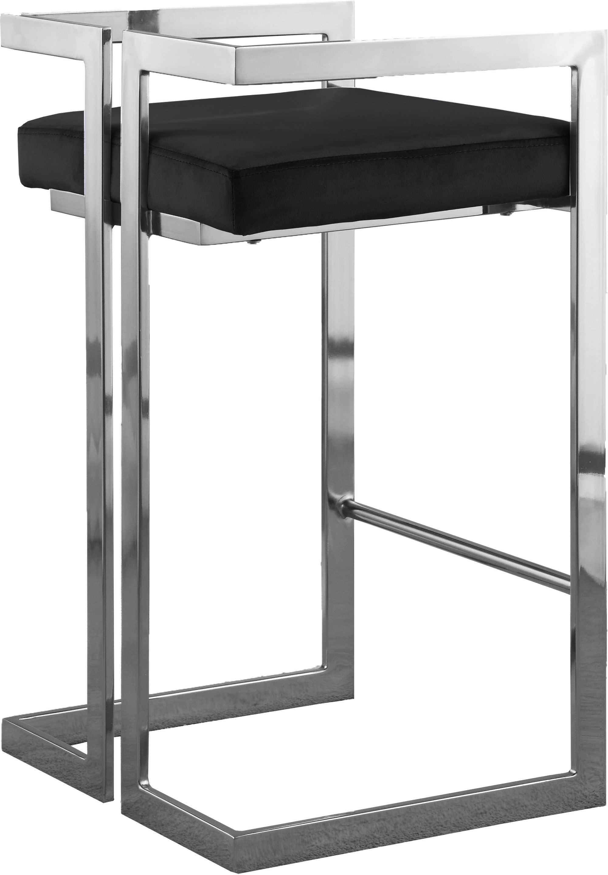Ezra Velvet Counter Stool with Chrome Steel Base