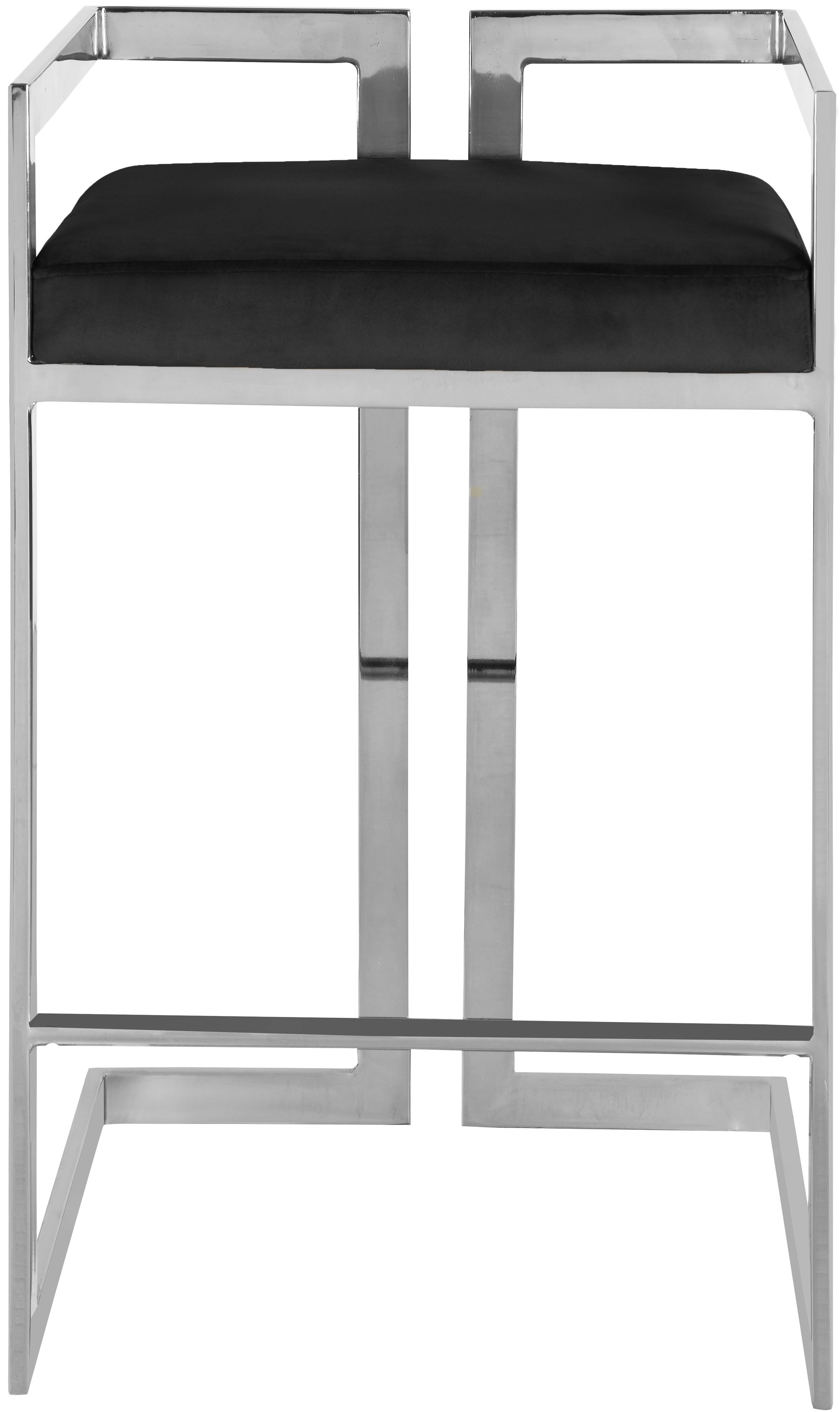 Ezra Velvet Counter Stool with Chrome Steel Base