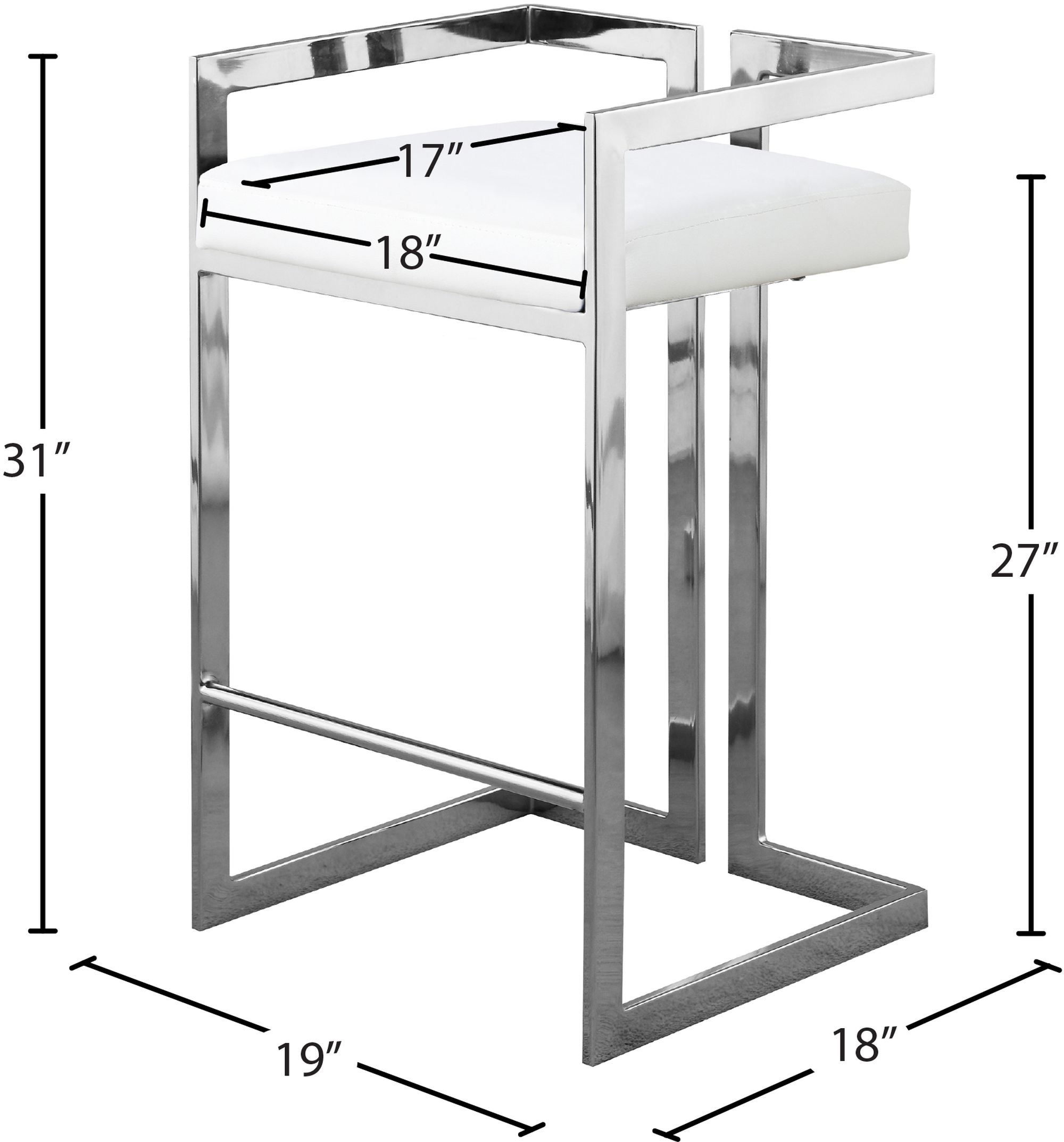 Ezra Faux Leather Counter Stool with Chrome Steel Base