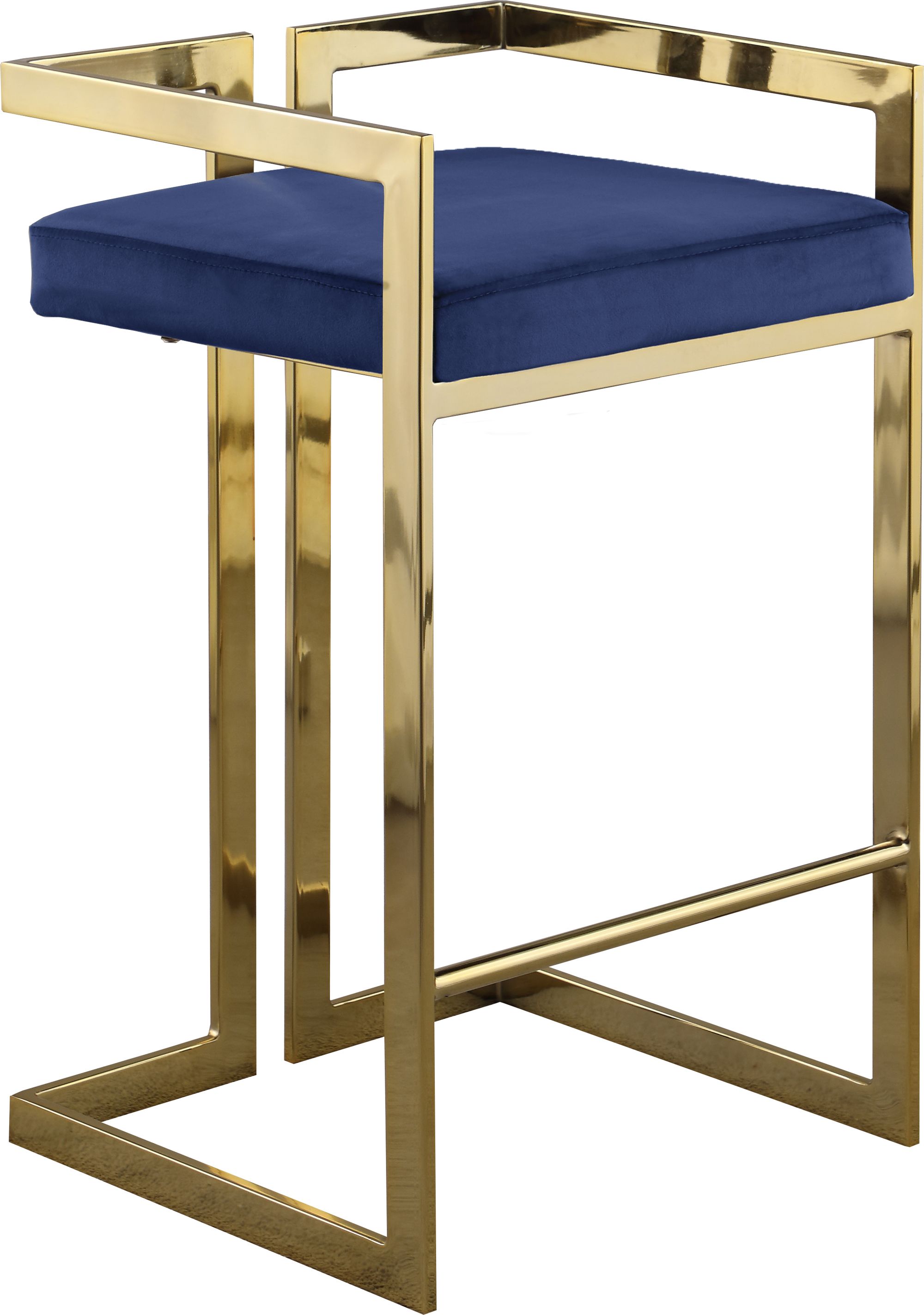 Ezra Velvet Counter Stool with Gold Steel Base