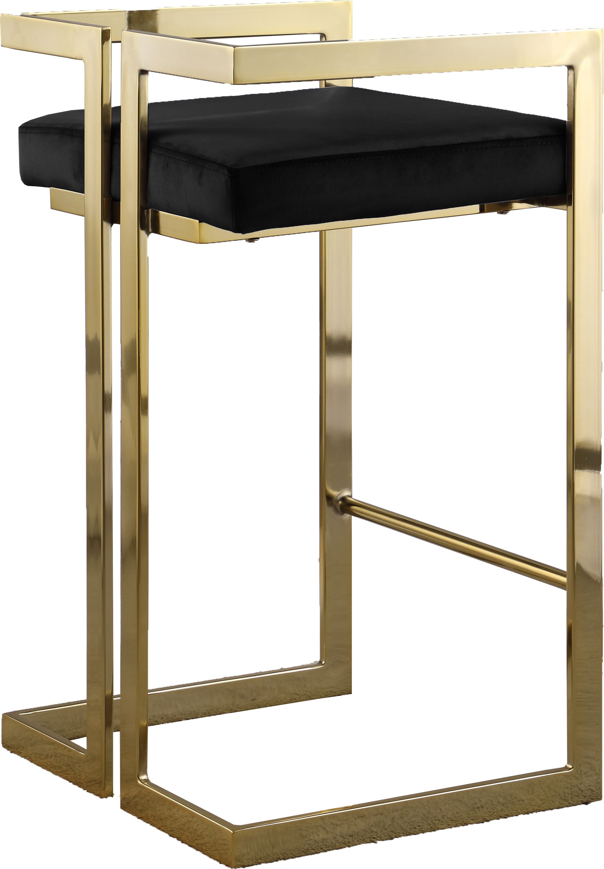 Ezra Velvet Counter Stool with Gold Steel Base