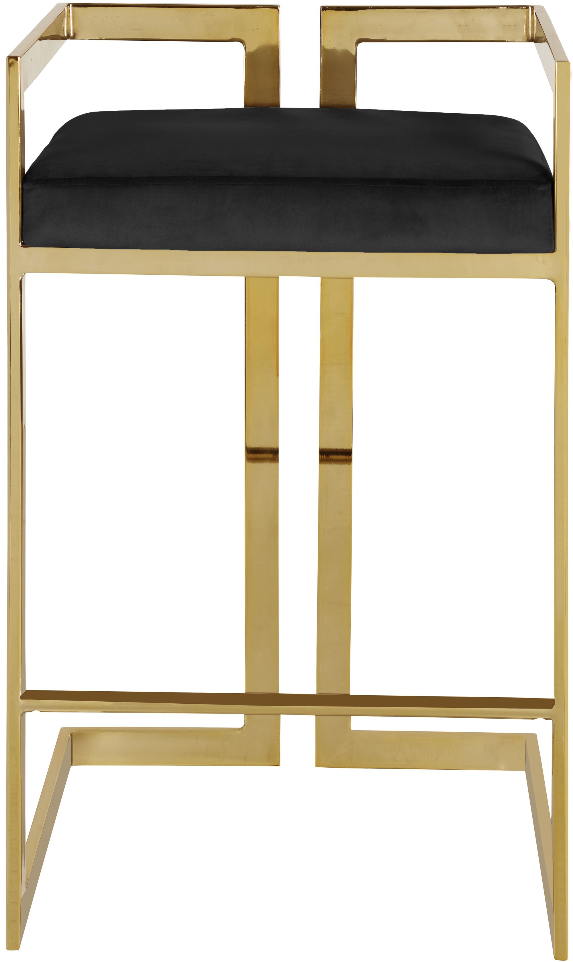 Ezra Velvet Counter Stool with Gold Steel Base
