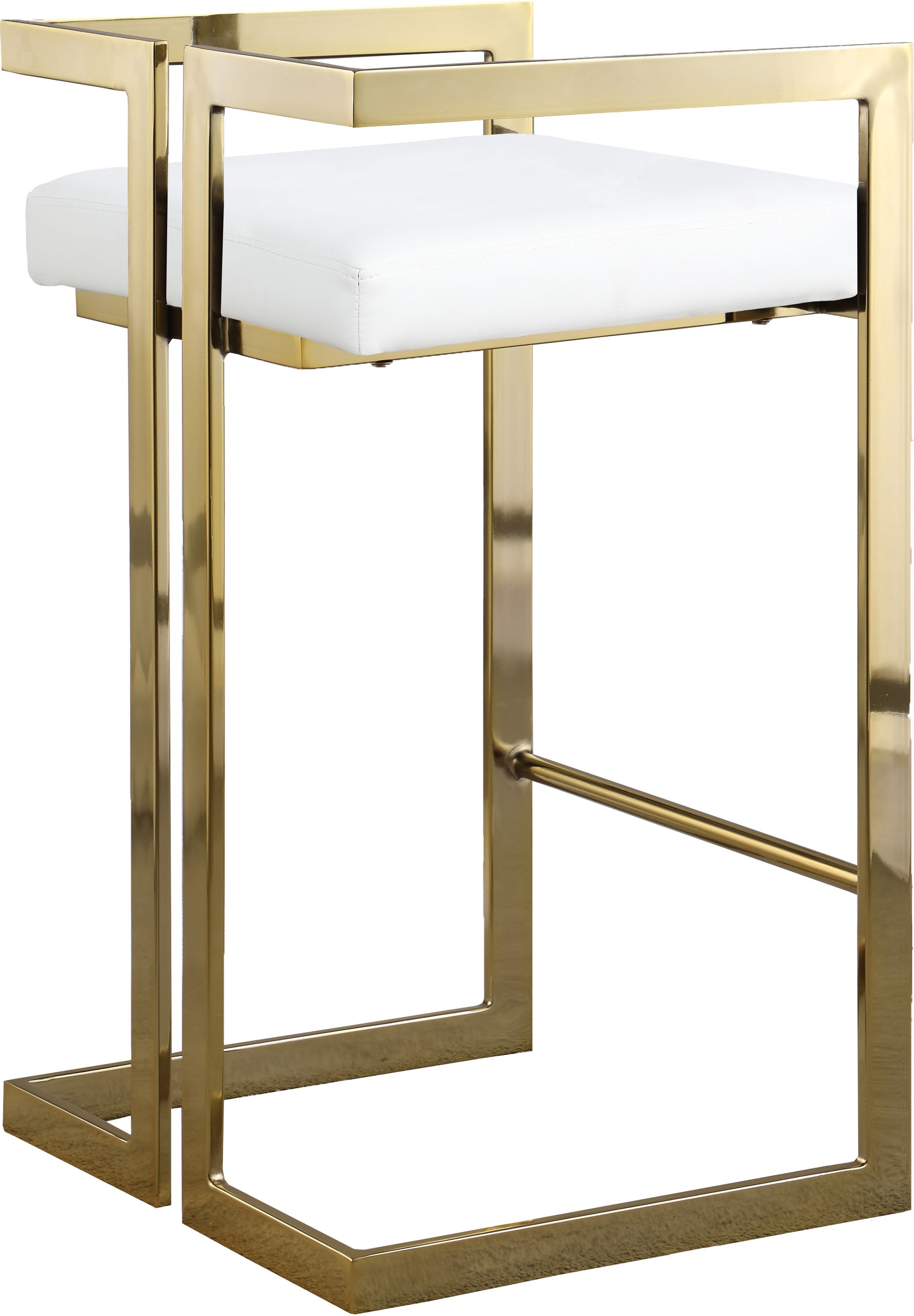 Ezra Faux Leather Counter Stool with Gold Steel Base
