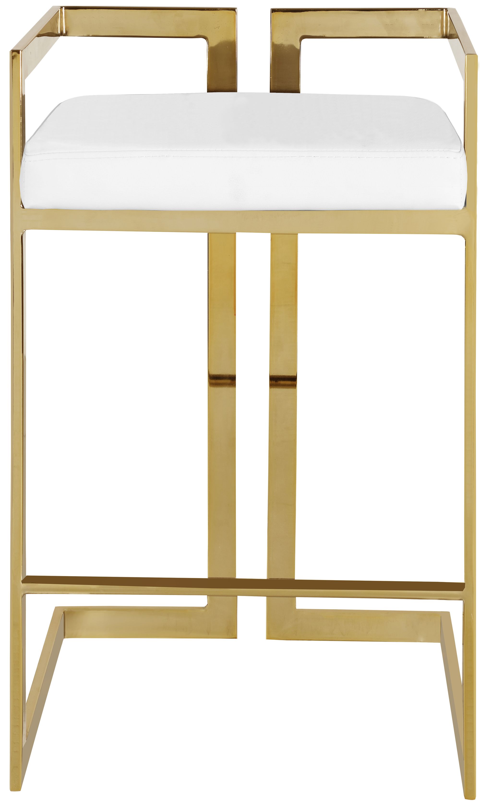 Ezra Faux Leather Counter Stool with Gold Steel Base