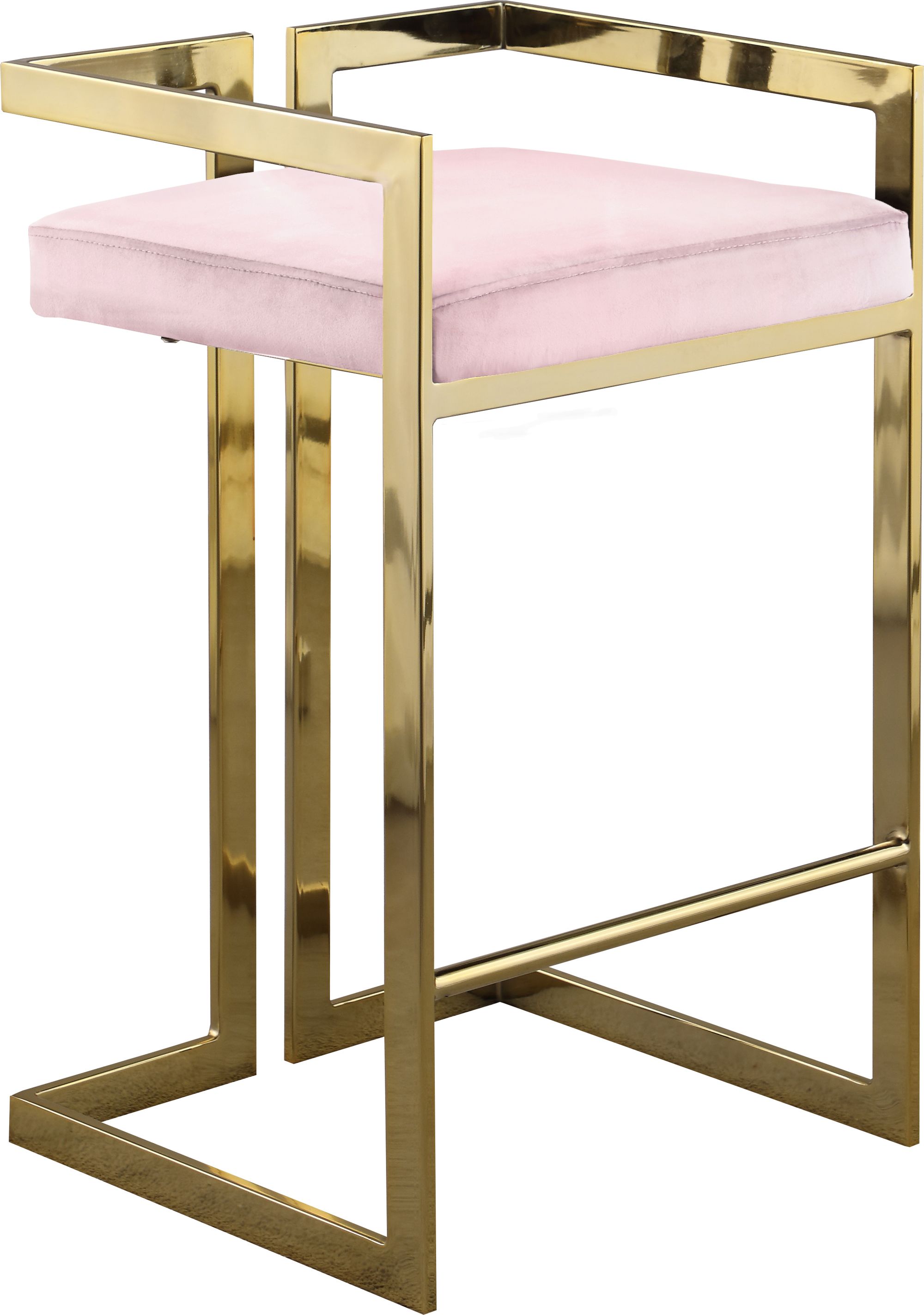 Ezra Velvet Counter Stool with Gold Steel Base