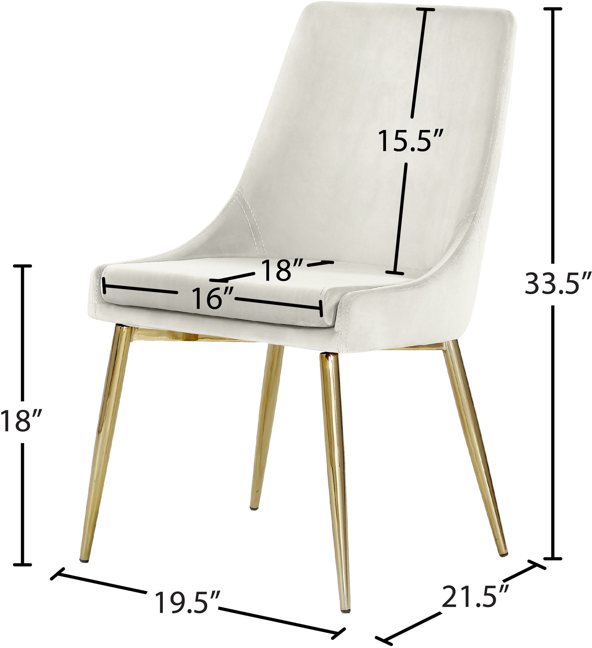 Karina Velvet Dining Chair with Polished Gold Metal Frame