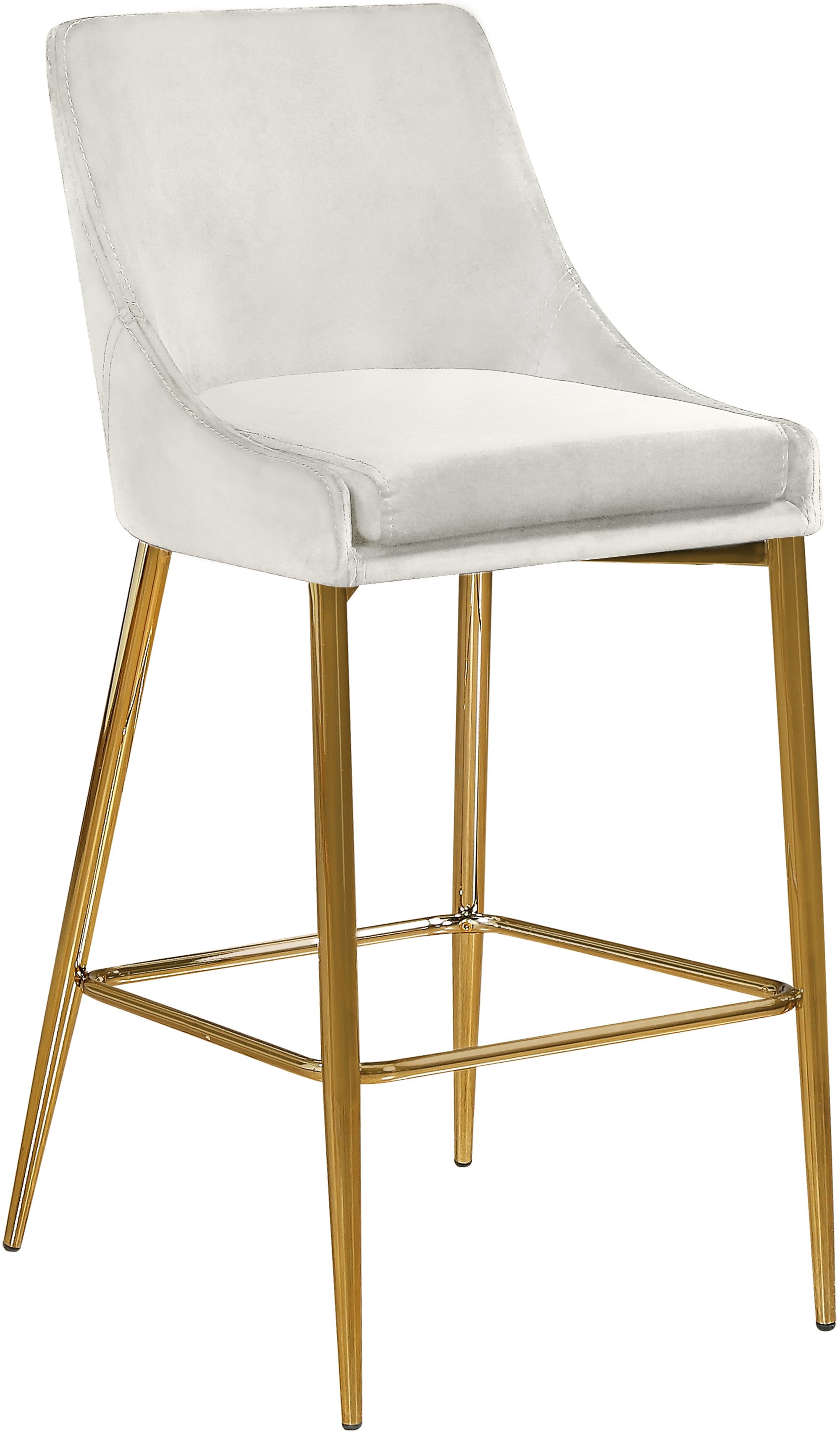 Karina Velvet Counter Stool with Polished Gold Metal Frame