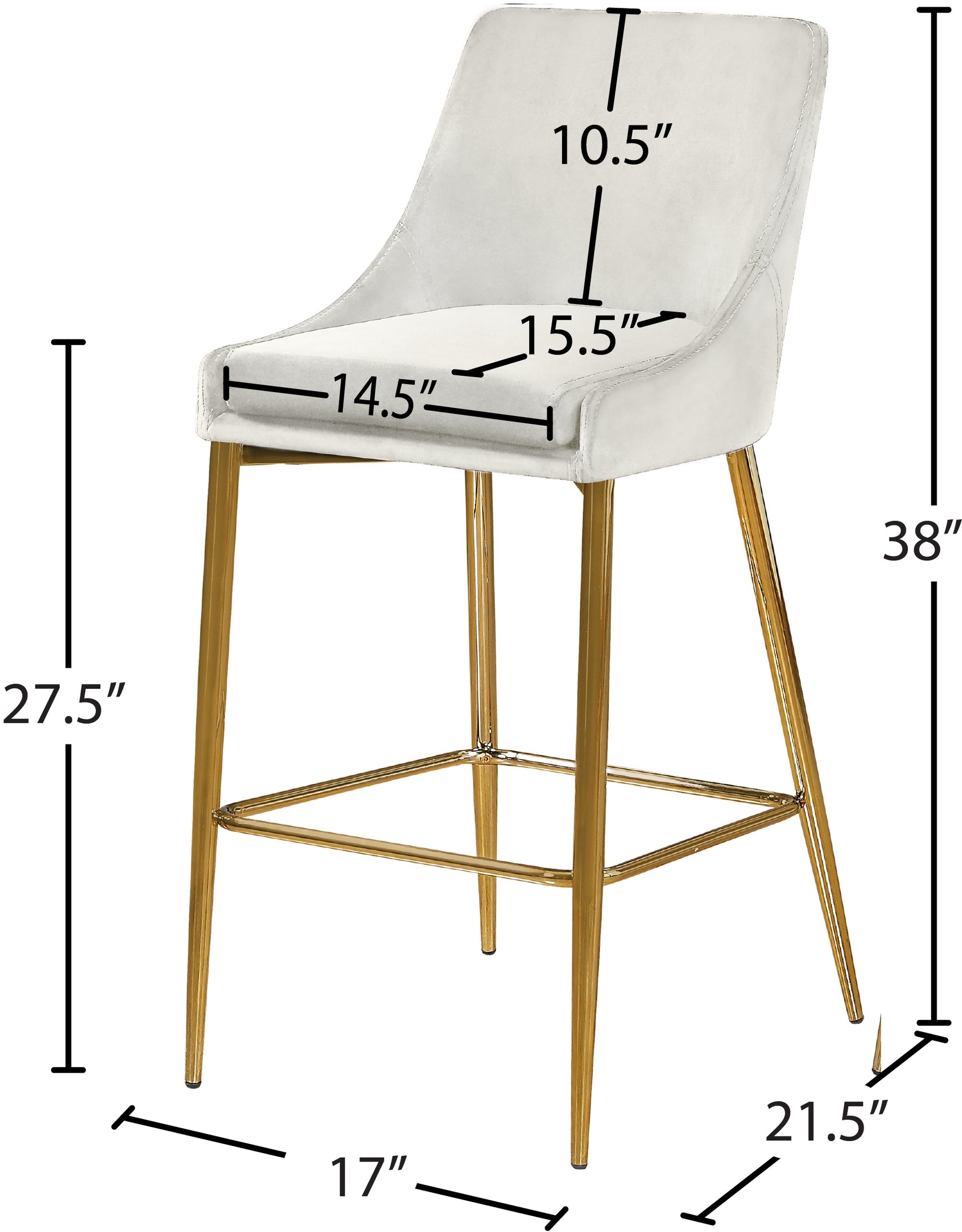 Karina Velvet Counter Stool with Polished Gold Metal Frame