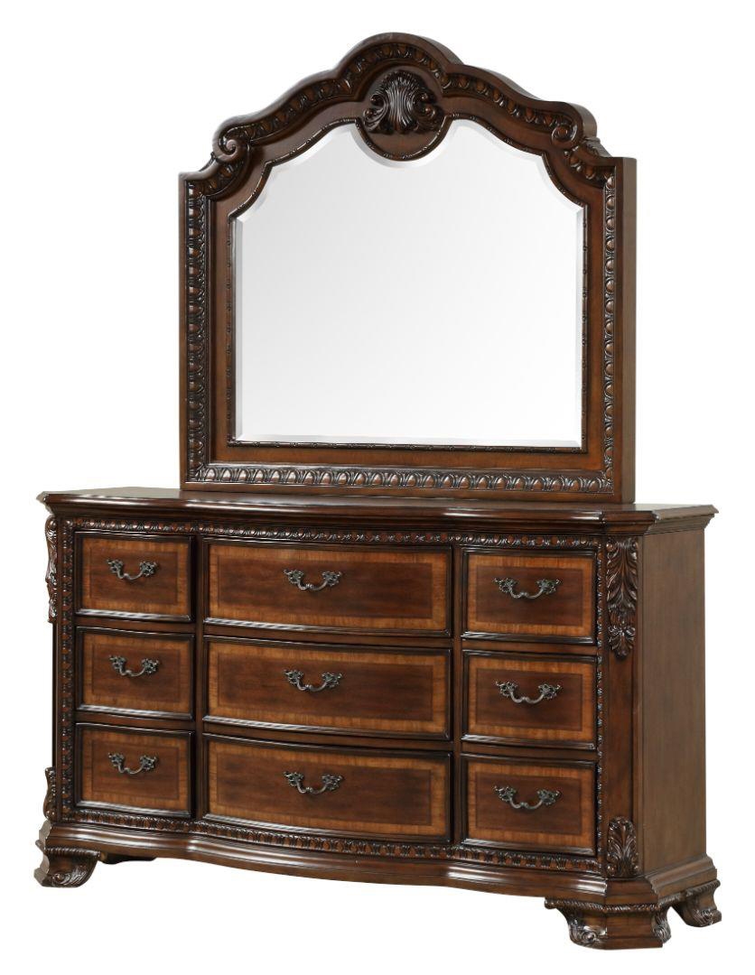 Vintage 9-Drawer Wood Veneer Dresser