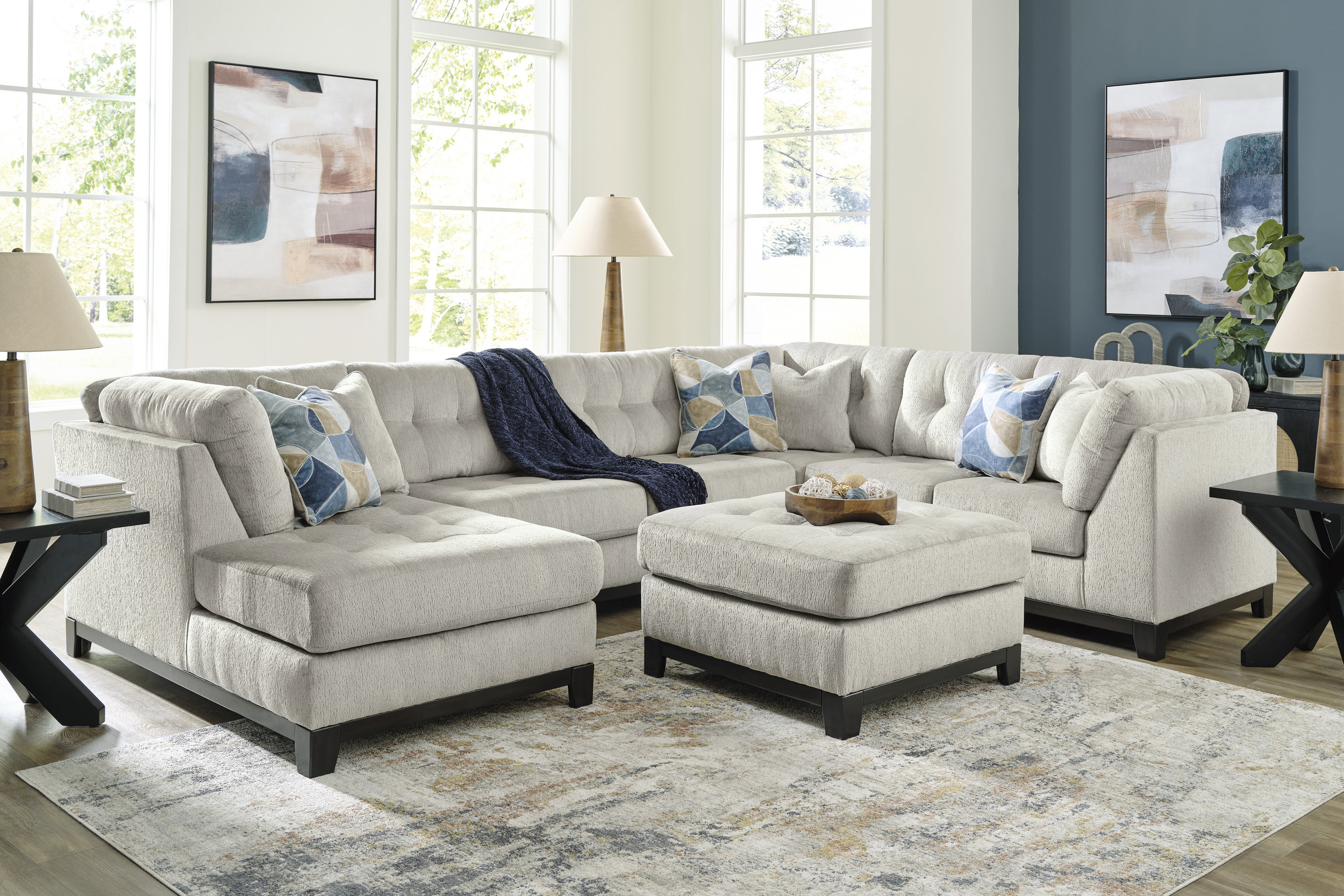 Maxon Place Navy 3 Piece Sectional