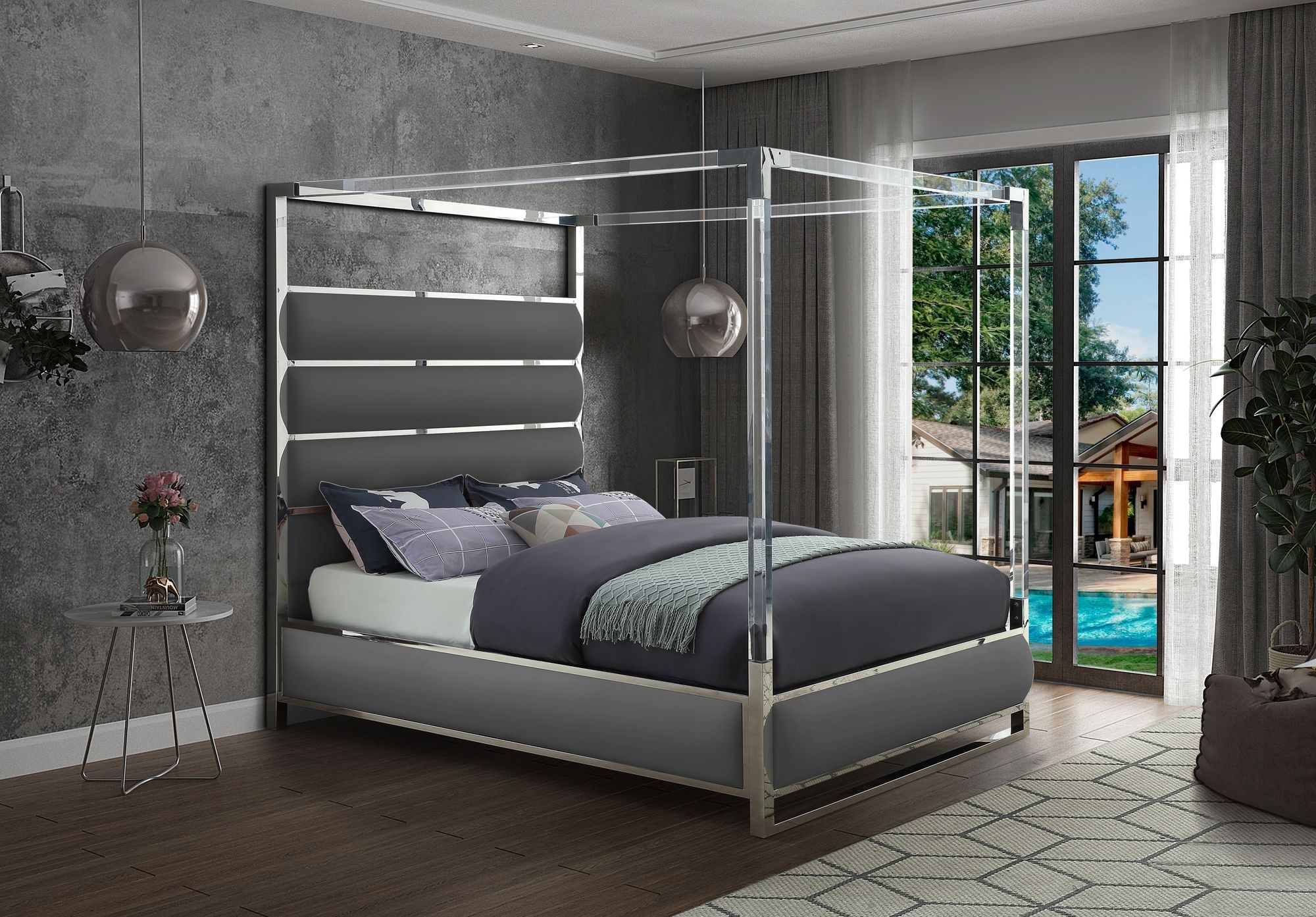 Encore Faux Leather Canopy Bed