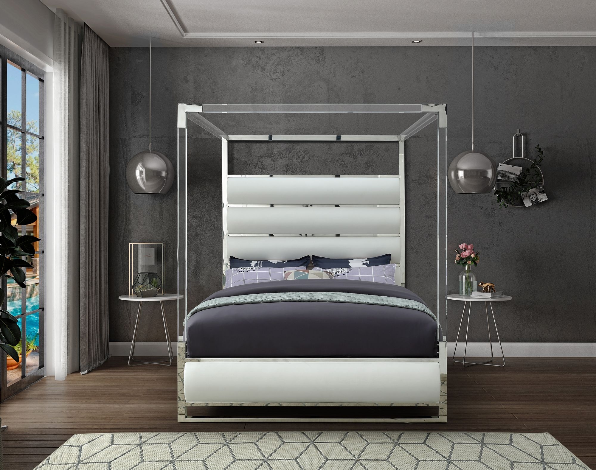 Encore Faux Leather Canopy Bed