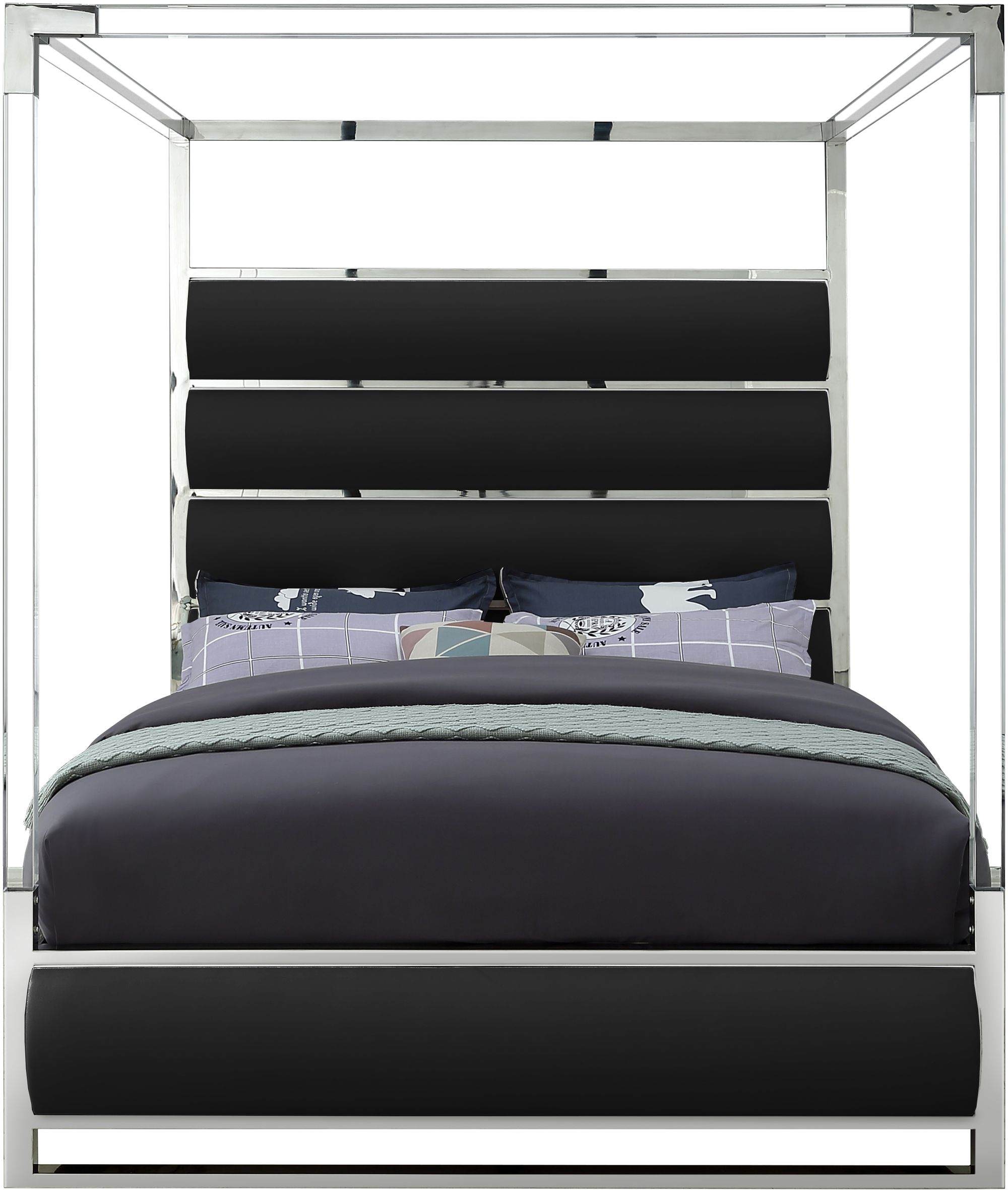 Encore Faux Leather Queen Size Canopy Bed