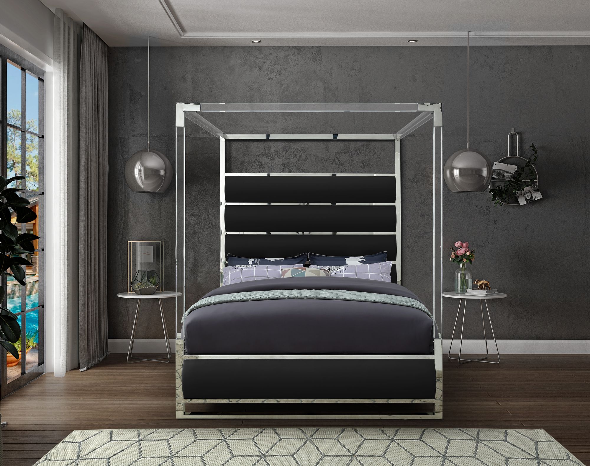 Encore Faux Leather Canopy Bed