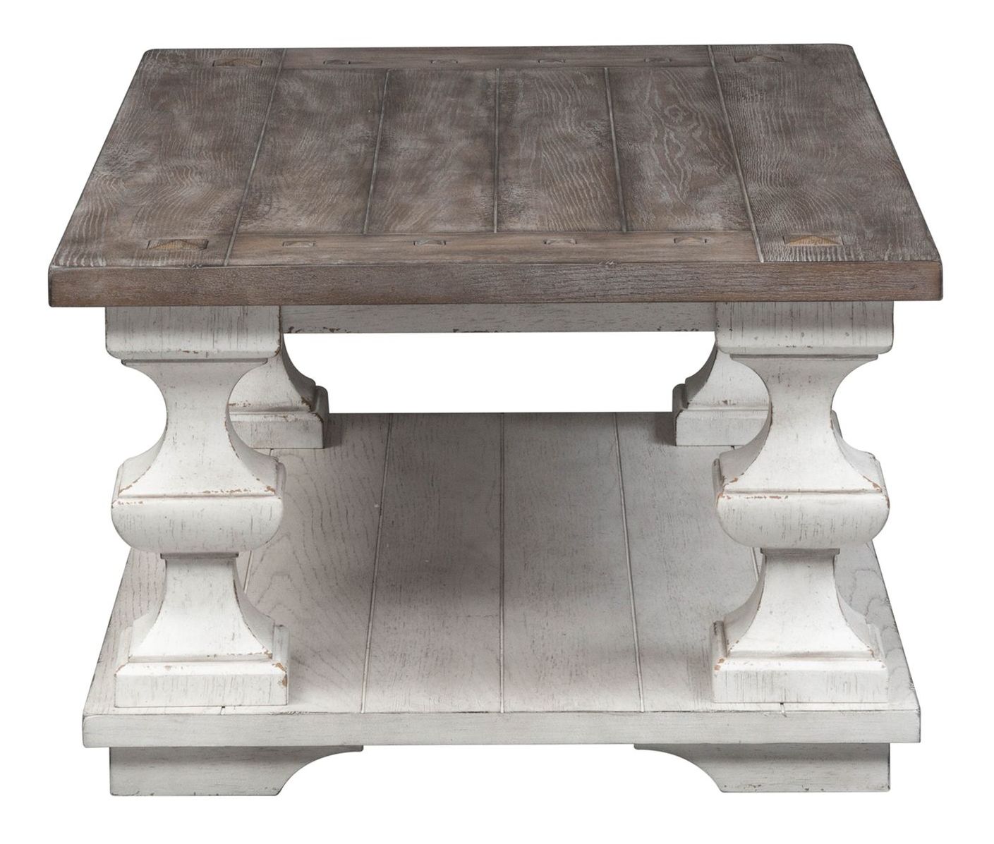 Sedona Rustic Distressed Wood Cocktail Table Set - White & Gravel