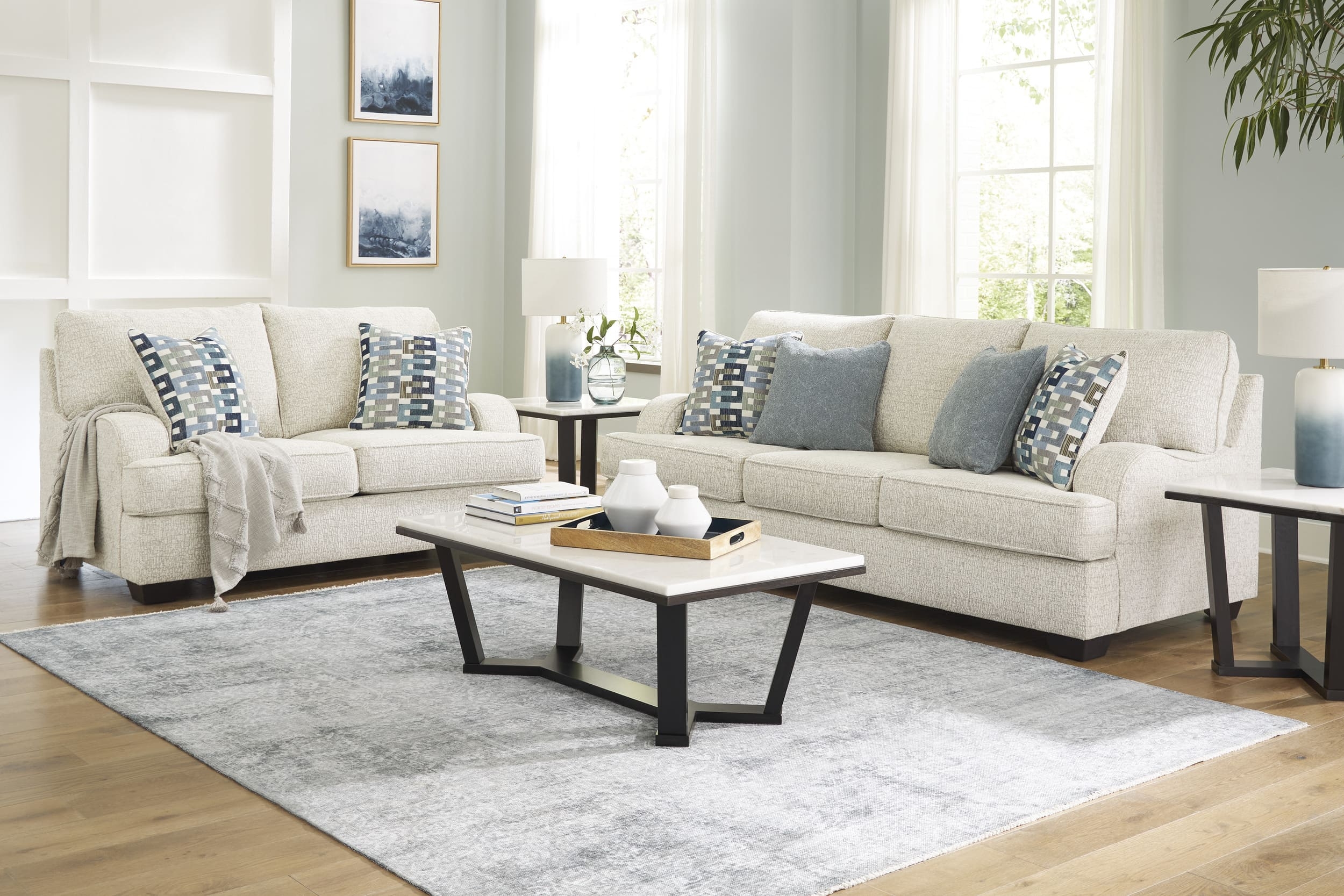 Ashley Valerano Polyester Sofa And Loveseat